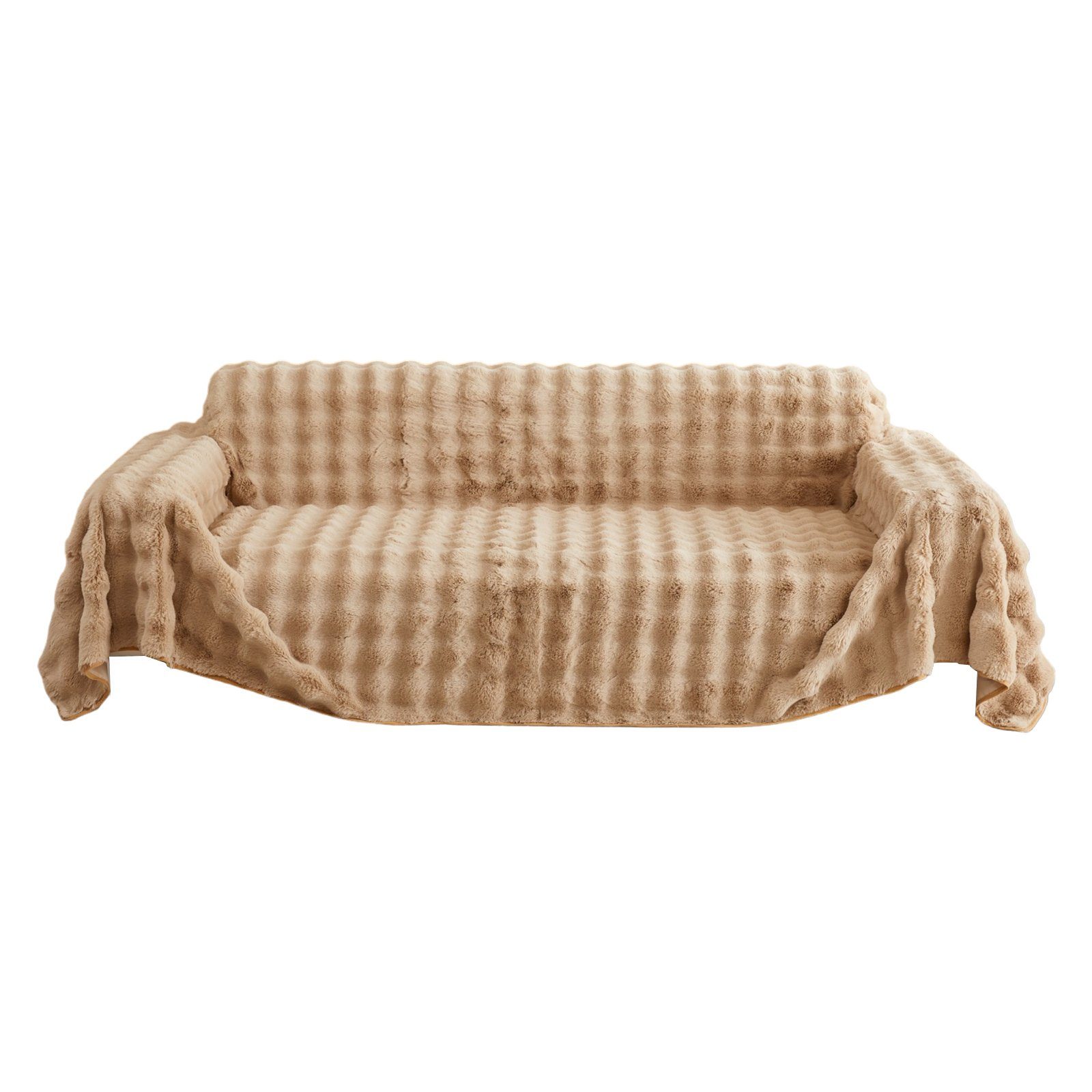 Sofabezug Antirutsch, Wohnzimmer Warme, SofaÜberwurf aus Couchbezug, Kunstpelz Dick Plüsch Superweiche Winter Khaki#2 für Sitzkissenbezug, Sunicol, Sofa