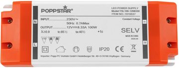 Poppstar LED Trafo Transformator 230V AC / 12V DC LED Trafo (12V 8,33A für 1W bis 100 Watt LEDs)