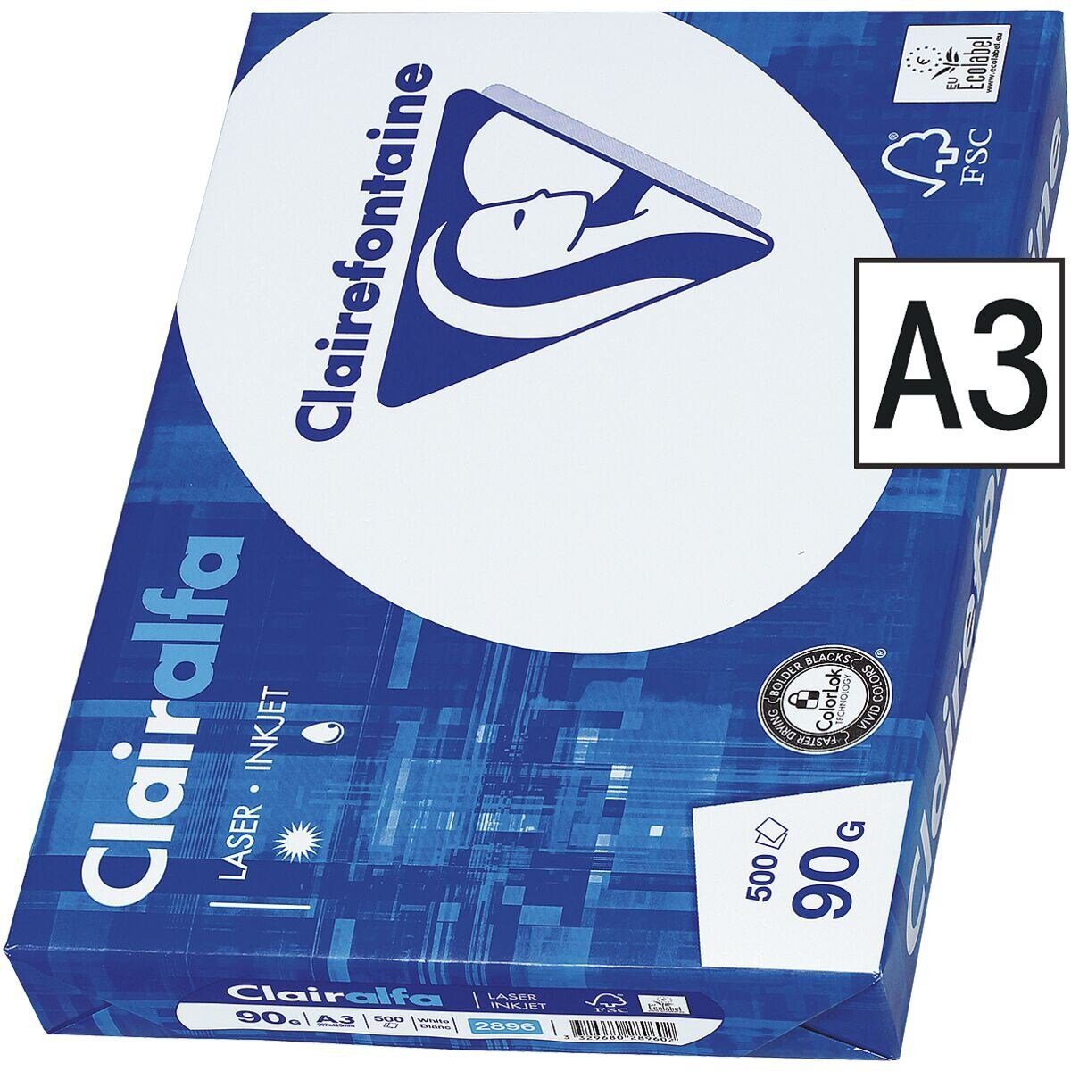CLAIREFONTAINE Druckerpapier 2800, Format DIN A3, 90 g/m², 172 CIE, 500 Blatt