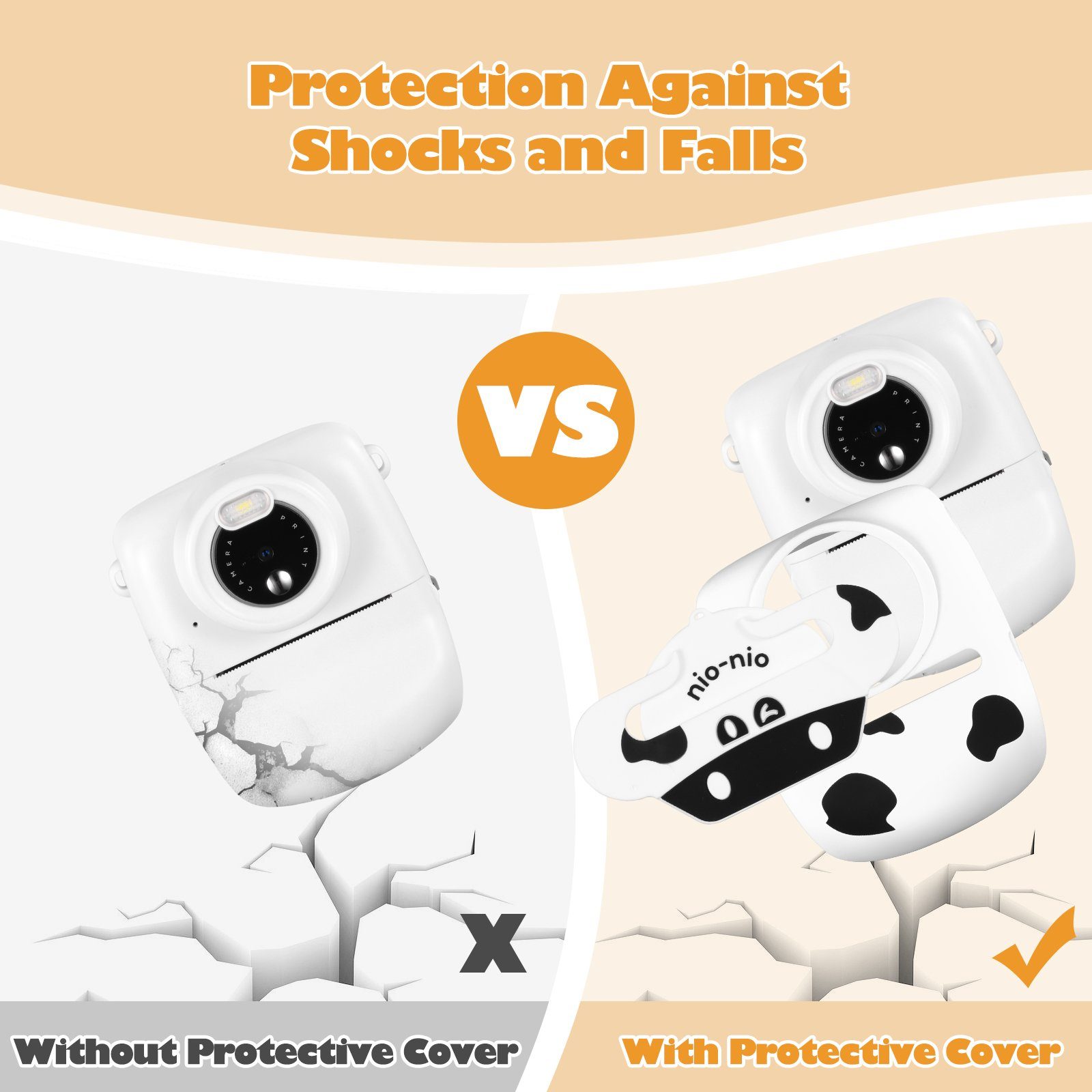 Fine Life Pro CD-P01B Kinderkamera (30 MP, 0x opt. Zoom, inkl. 6 farbigen Pinselstiften + 2 Rollen Druckpapier + Aufkleber, automatische Abschaltung)