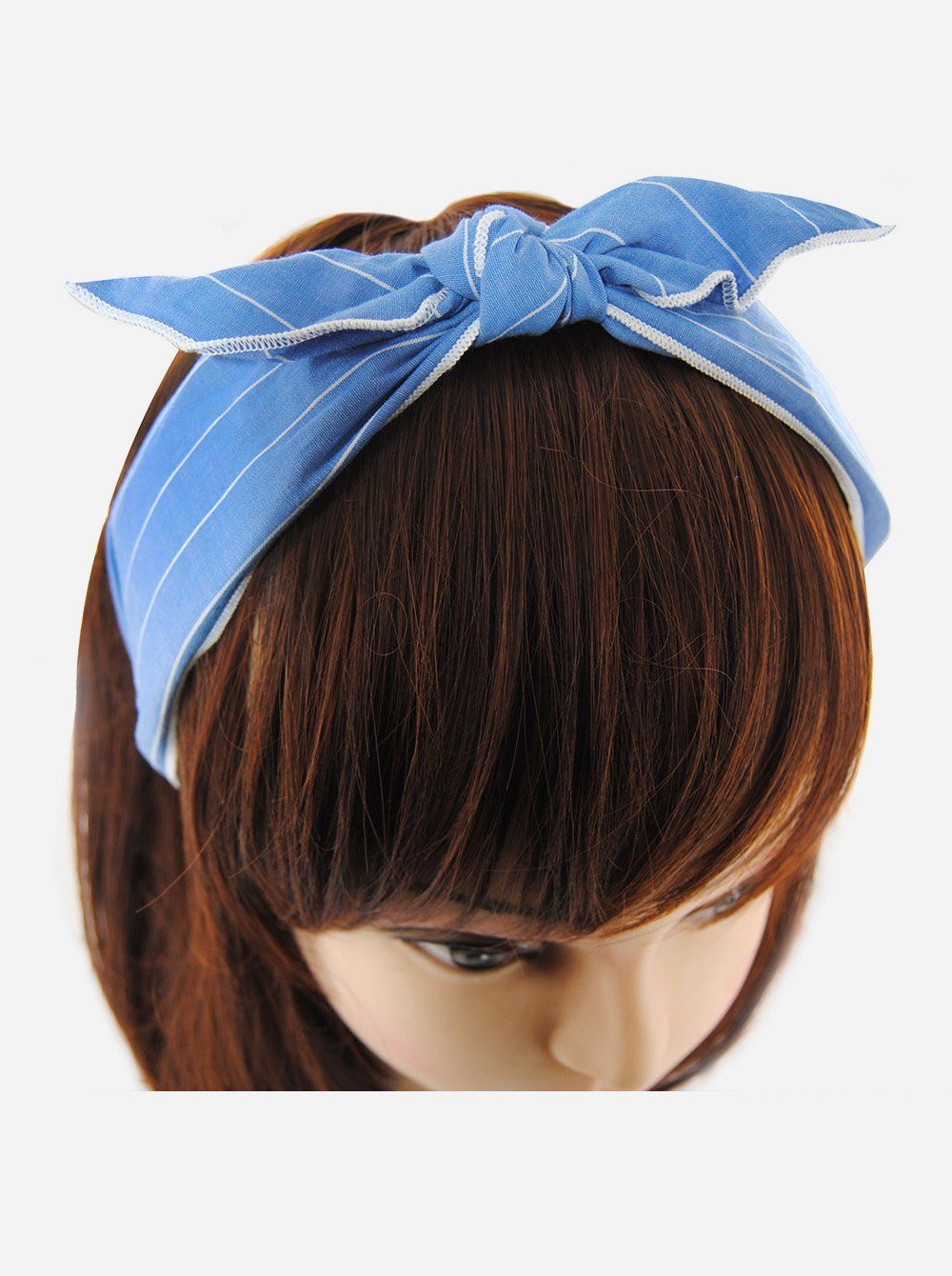 Schleife mit Damen Haareifen in axy Haarreif Tuchoptik, Haarband Breiter Vintage Haarreif Blau