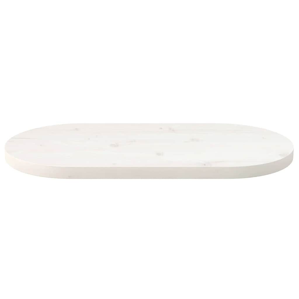 vidaXL Tischplatte Tischplatte Weiß 70x35x2,5 cm Massivholz Kiefer Oval (1 St)