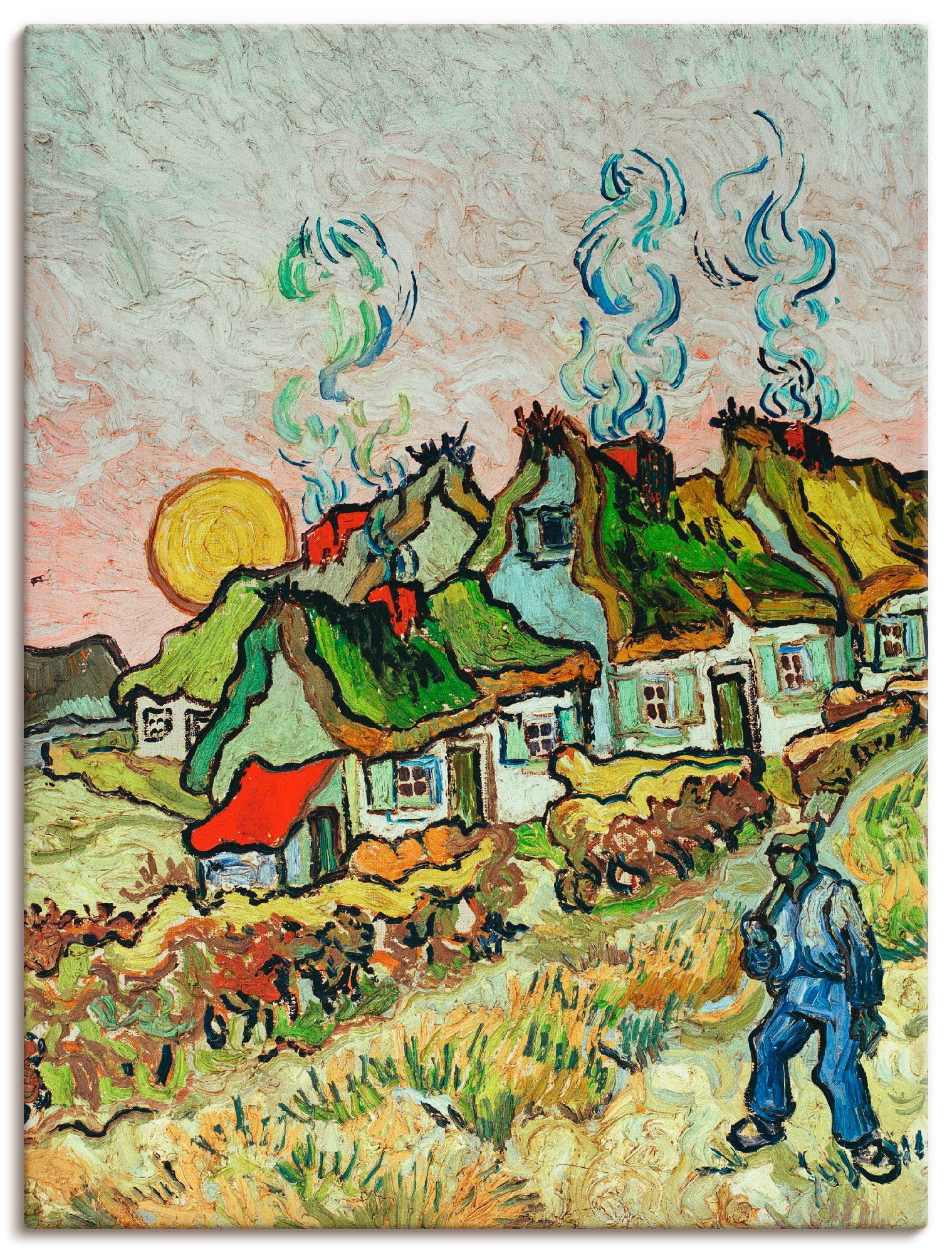 Artland Leinwandbild Bauernhäuser bei Sonnenuntergang, Sonnenaufgang & -untergang (1 St), auf Holzrahmen gespannt