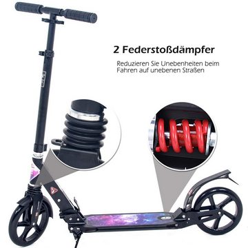 ISE Cityroller ISE Big Wheel Scooter Tretroller 200mm Roller Cityroller Klappbarer Scooter mit 2 Räder,verstellbar Höhe für Erwachsene und Kinder, SY-SC001