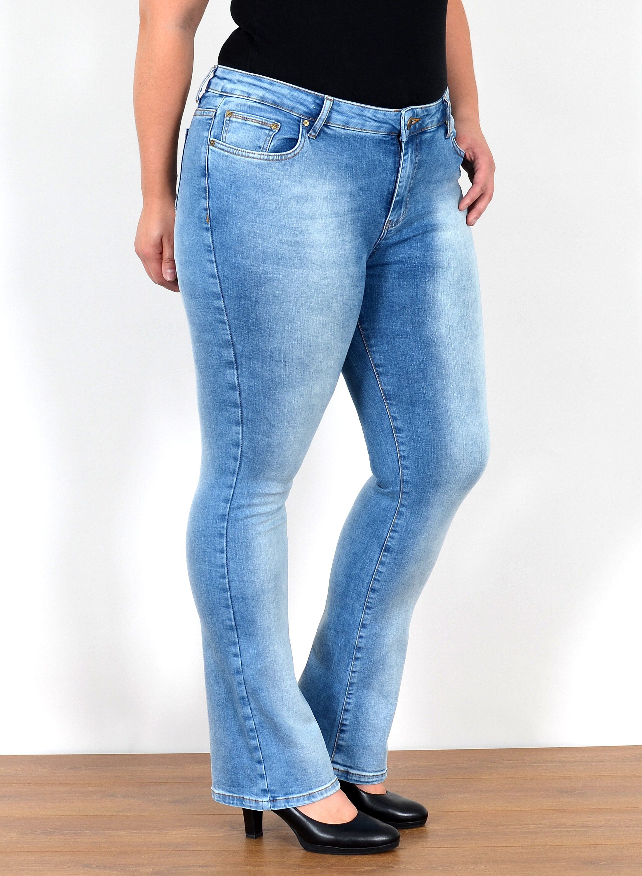 ESRA Bootcut-Jeans Stretch Jeans Damen High Waist Bootcut Jeans bis Übergrö günstig online kaufen