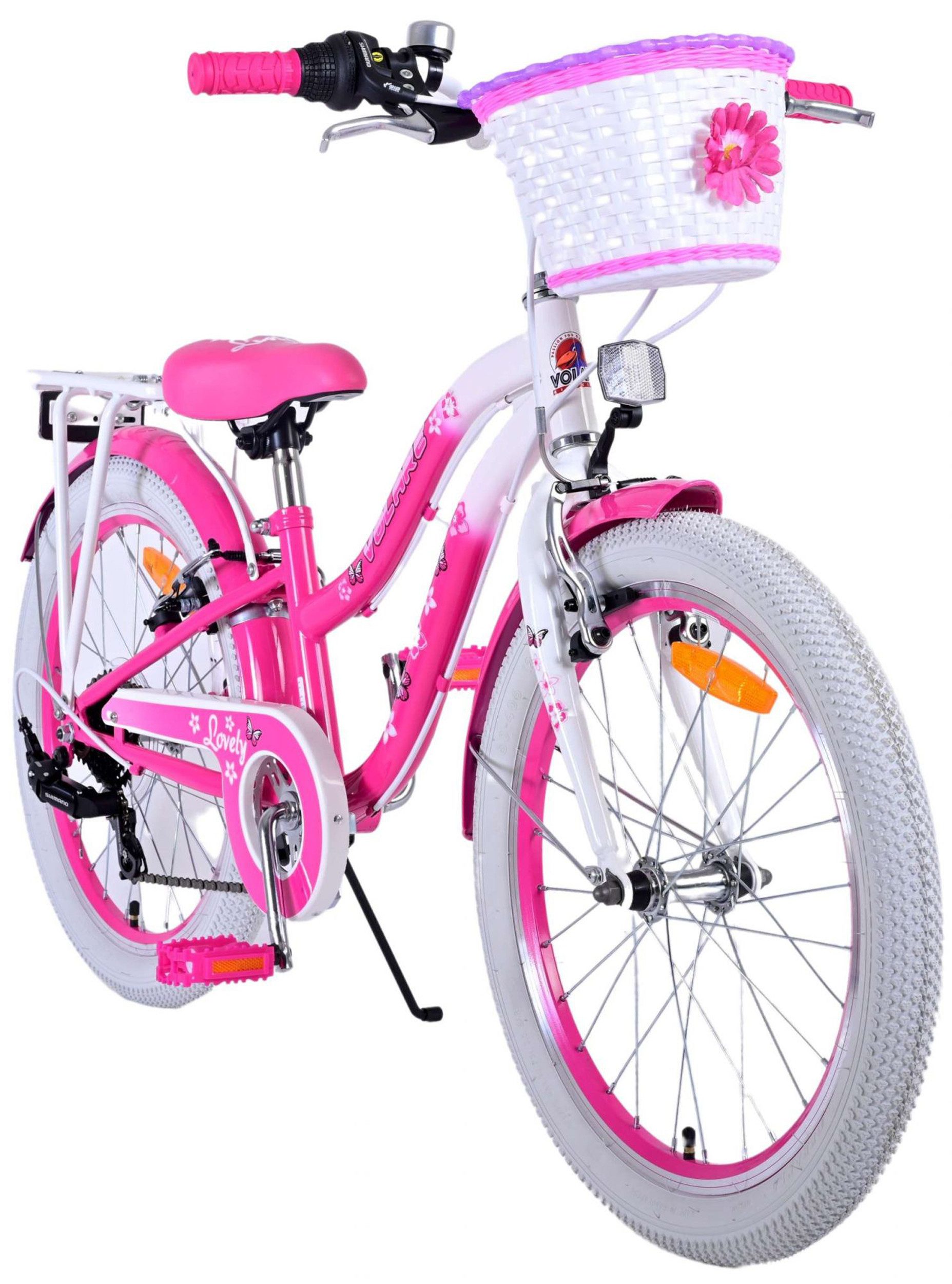 TPFSports Kinderfahrrad Volare Lovely mit 2 Handbremsen, 7 Gang, (Mädchen Fahrrad - Rutschfeste Sicherheitsgriffe), Kinder Fahrrad 20 Zoll mit Ständer Laufrad Mädchen Kinderrad