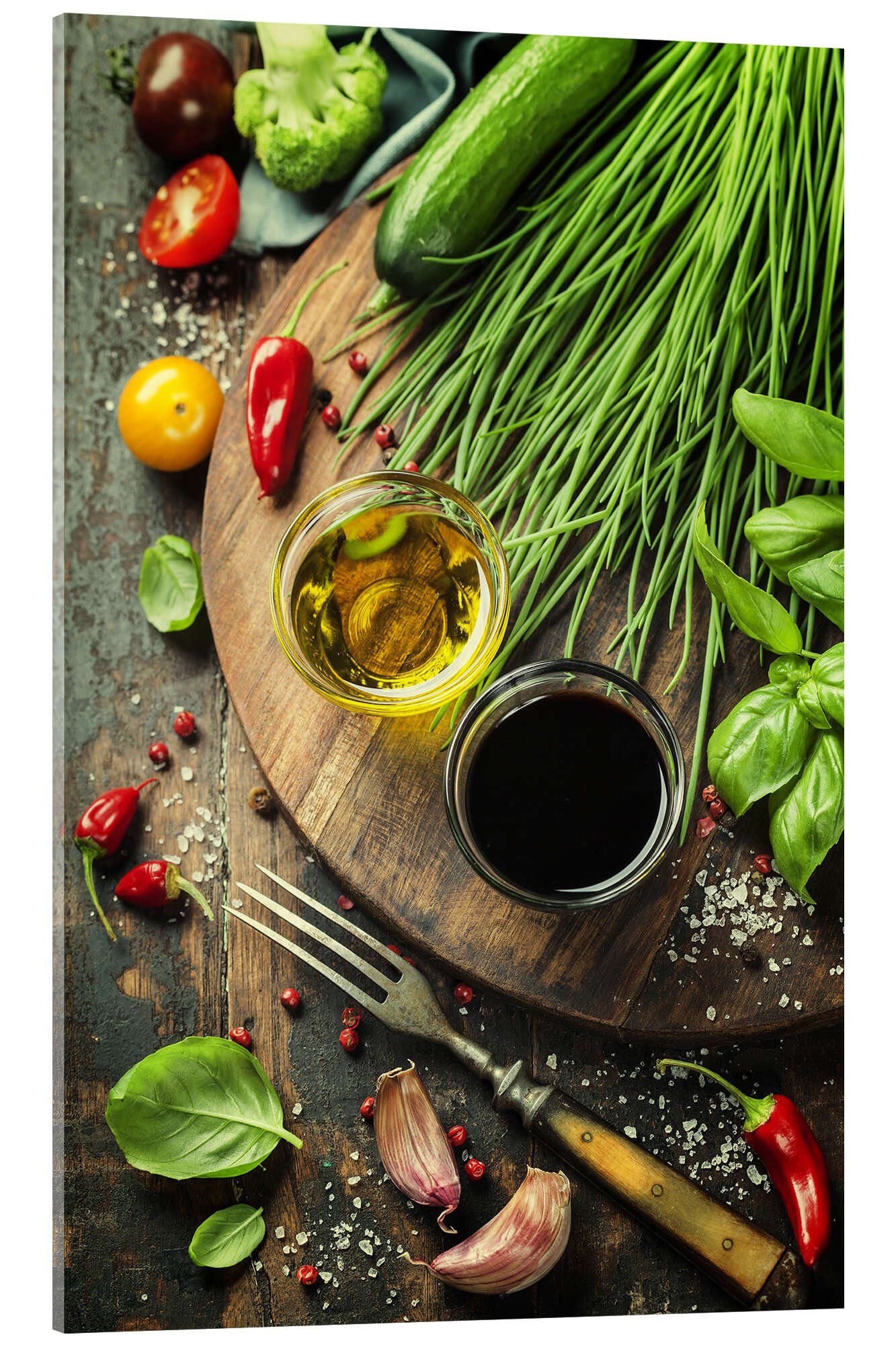Posterlounge Acrylglasbild Editors Choice, Gesundes Bio-Gemüse und Gewürze, Küche Fotografie