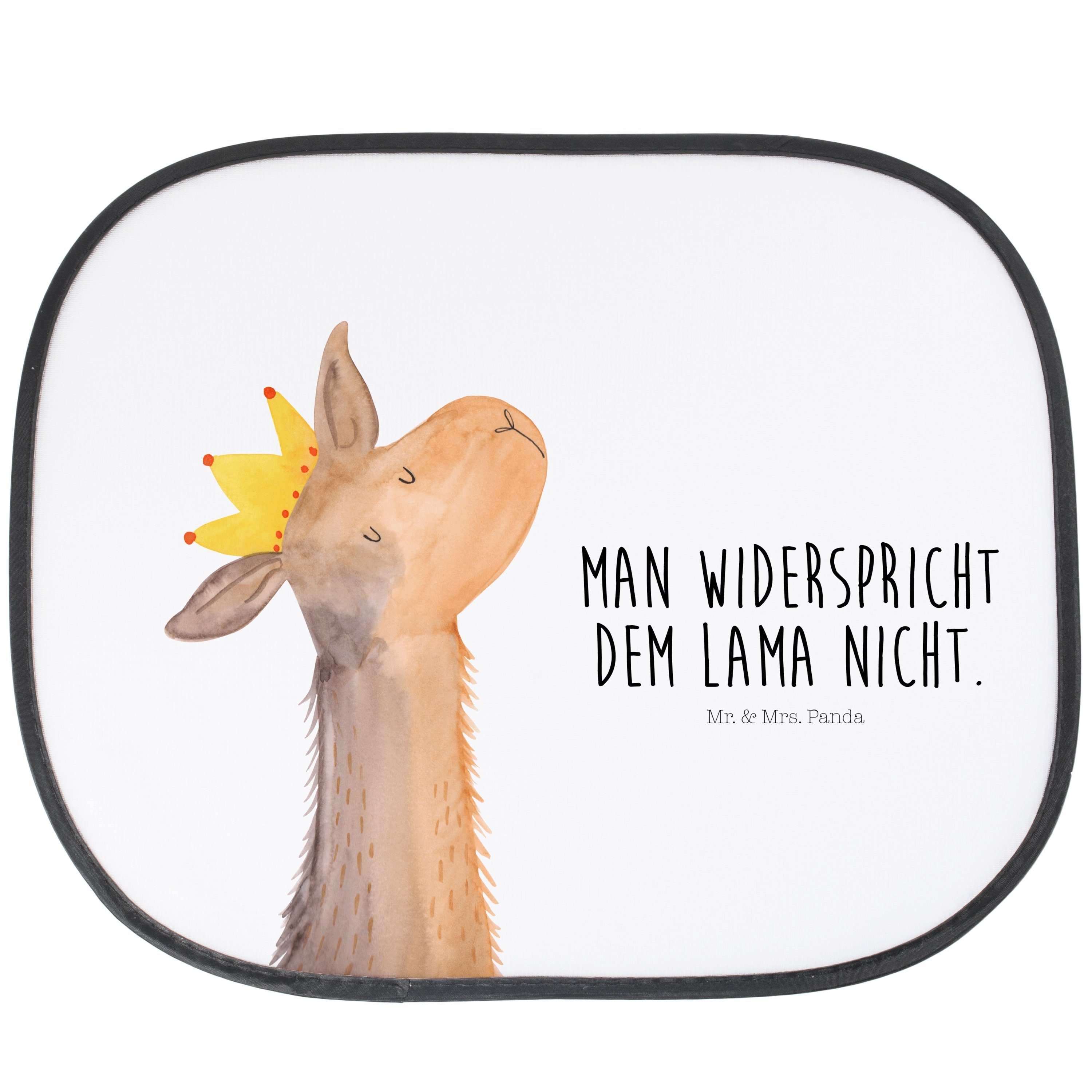Sonnenschutz Lamakopf König - Weiß - Geschenk, Sonnenblende, Alpaka, Chef, Sonne A, Mr. & Mrs. Panda, Seidenmatt | Fensterfolien