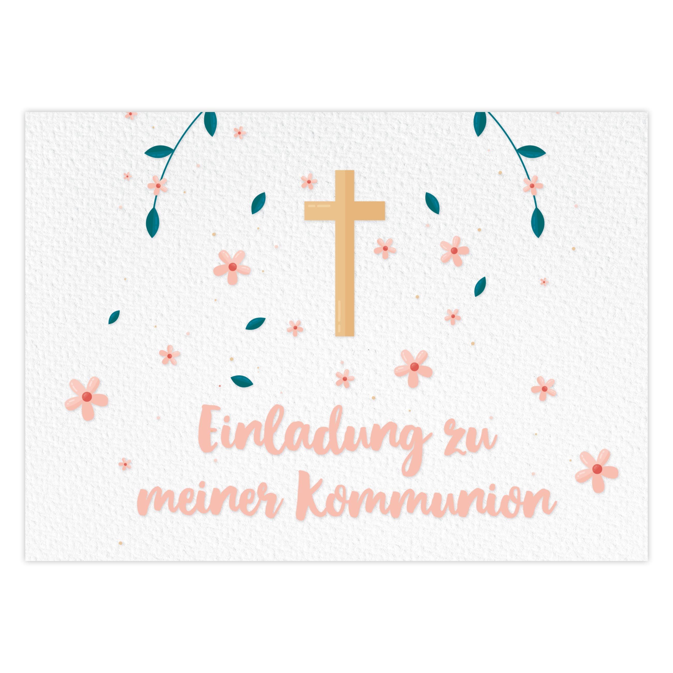 PAPIERDRACHEN Kommunionskarte 12 Einladungskarten zur Kommunion - Einladung zur Heiligen Kommunion, für Mädchen und Jungen -hochwertig gedruckt in DIN A6