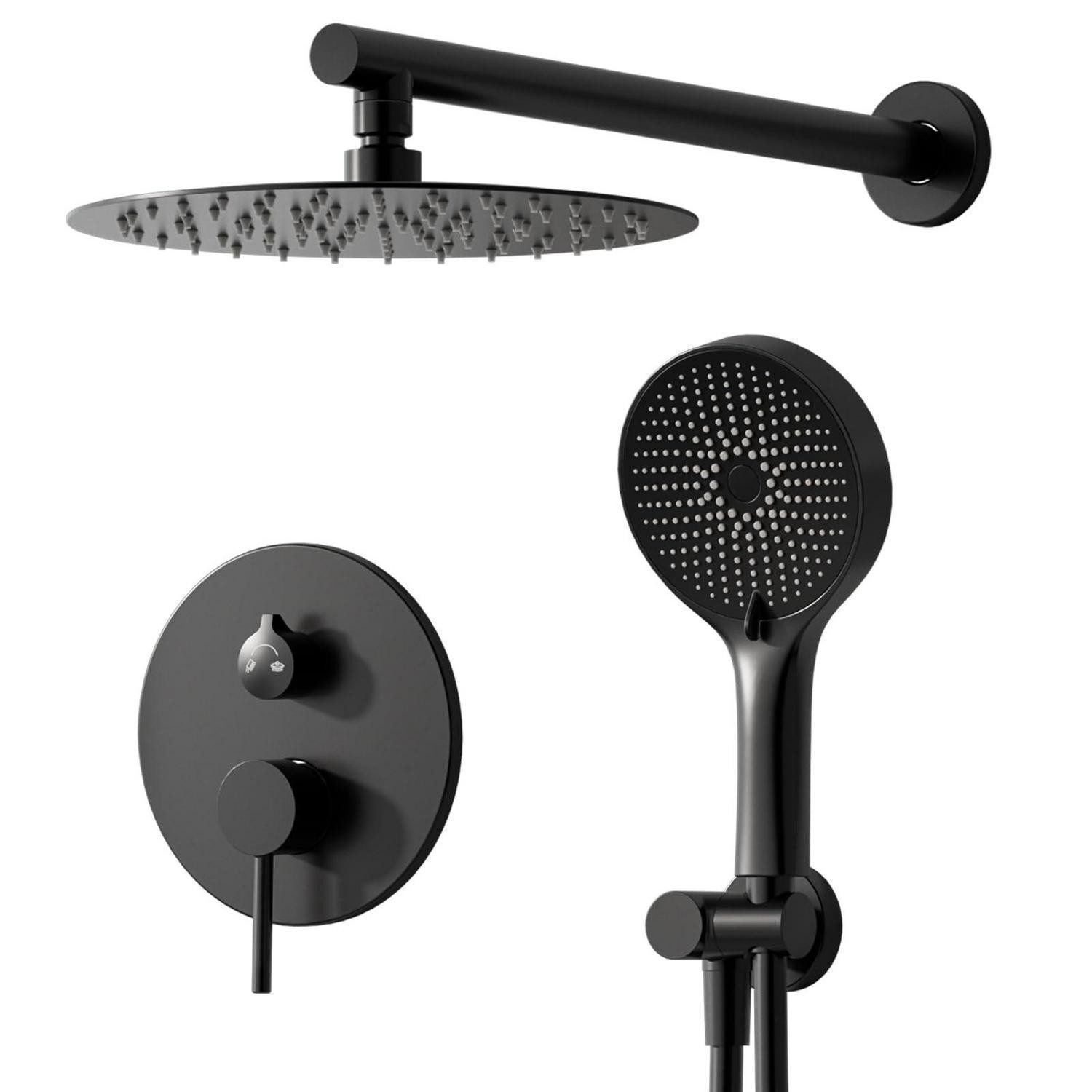 LuxusKollektion Duschsystem Duschsystem Unterputz Schwarz 30cm, Höhe 30 cm