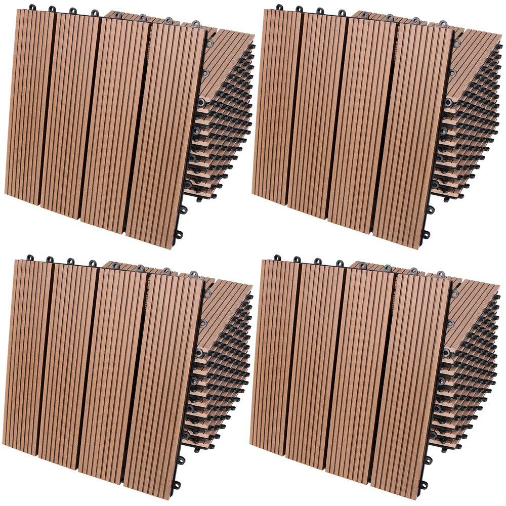 Casaria Holzfliesen 44x Klassik Terrakotta, Terrassenfliesen günstig online kaufen