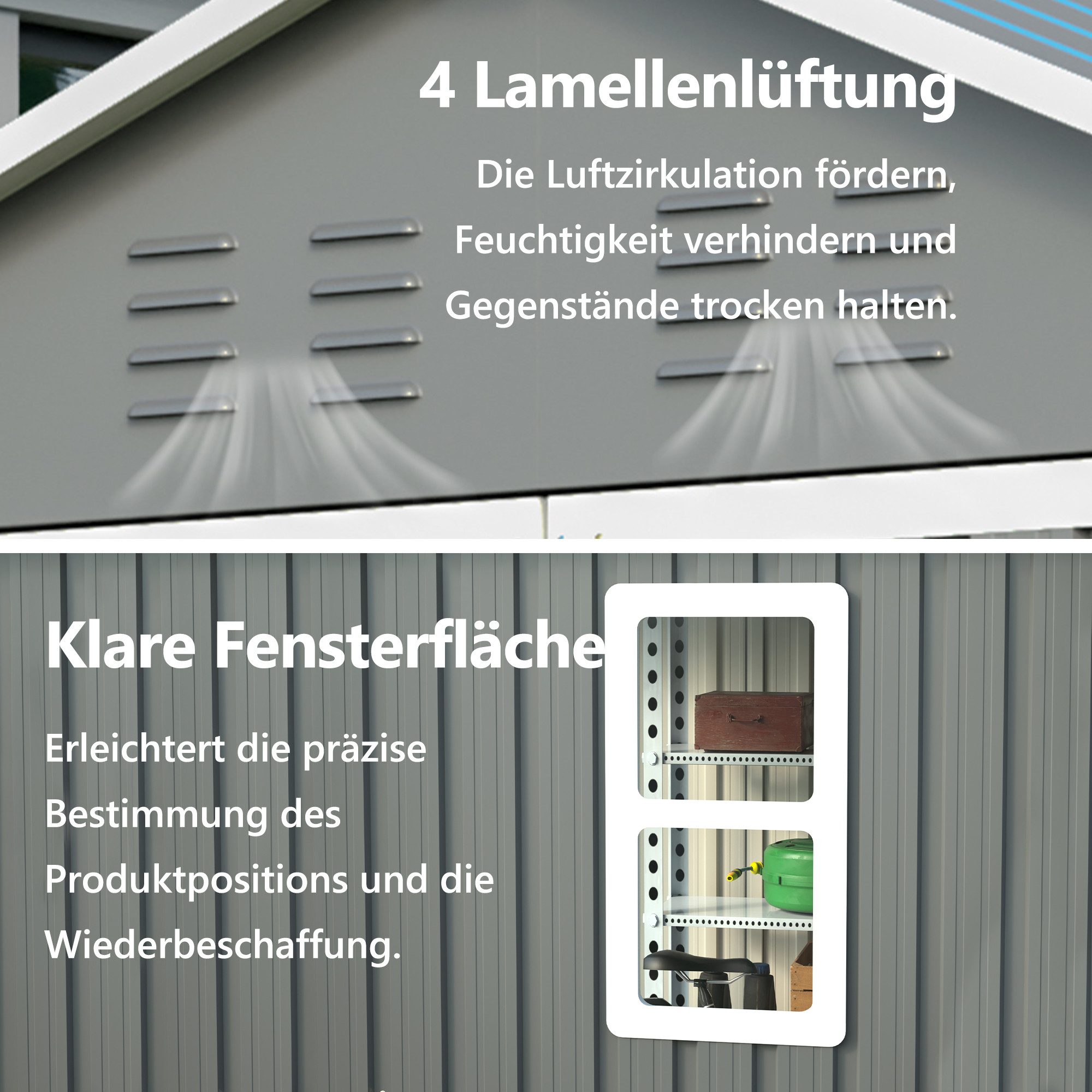 Thanaddo Gartenhaus Metall Gerätehaus Geräteschuppen Inkl. Metallfundament, (Mehr Leben im Garten), inkl. Fundament aus Metall (ohne Boden) – Bild 3 von 5