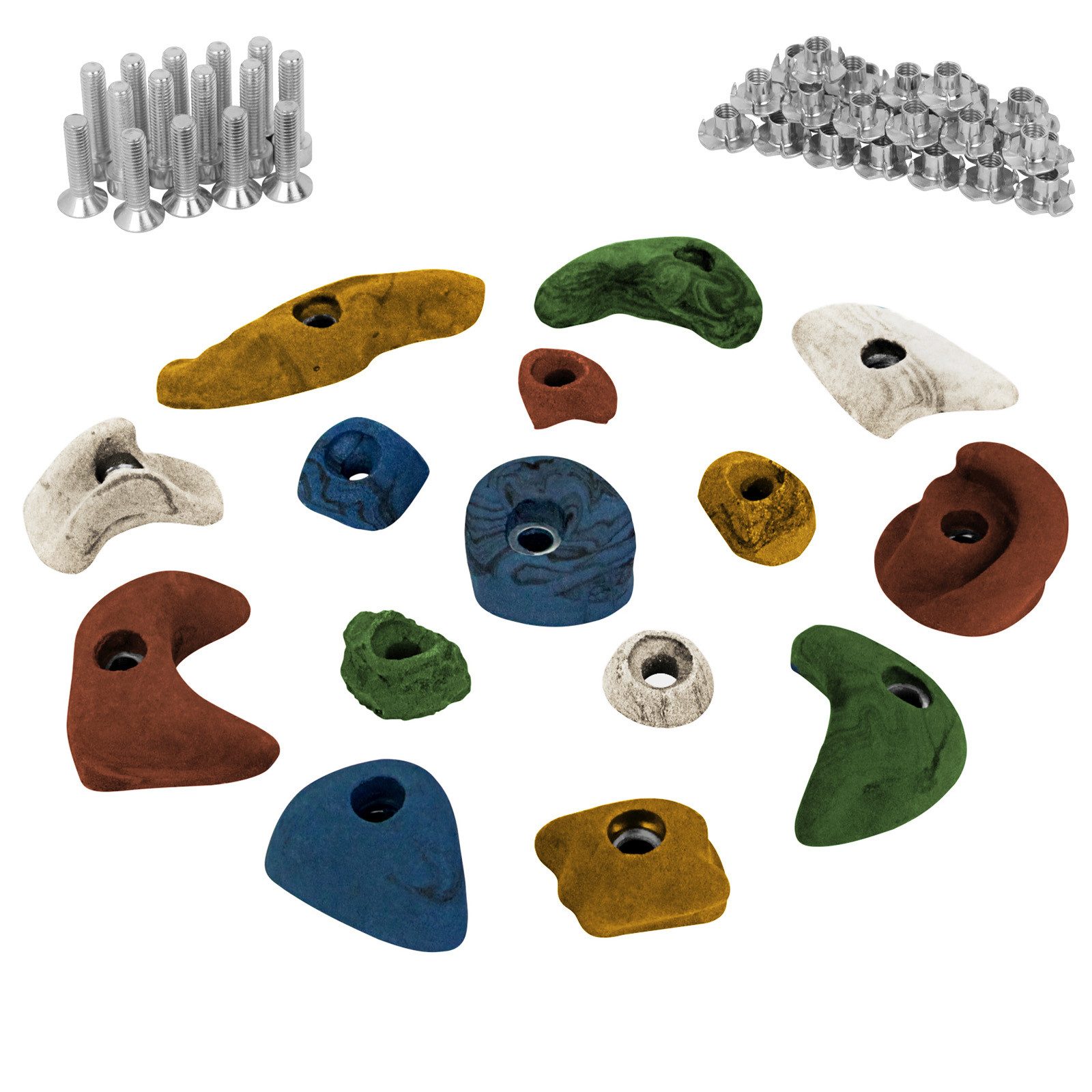 Klettergriff ALPIDEX Starterset: 15 Klettergriffe inklusive Befestigungsmaterial