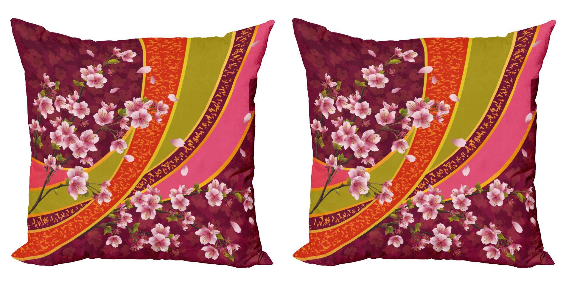 Kissenbezüge Modern Digitaldruck, Japanese Doppelseitiger Accent (2 Blossom Sakura Stück), Blume Abakuhaus