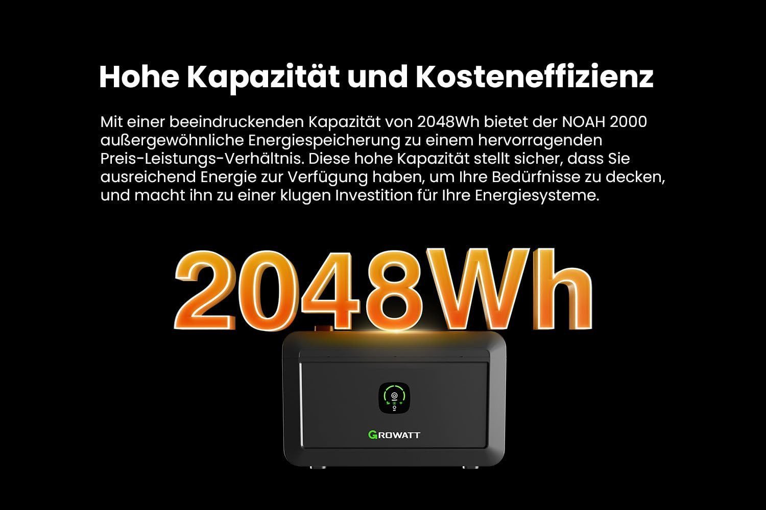 Growatt Balkonkraftwerk 2000W PV-Komplettset mit Growatt NOAH 2000, 800W Mikrowechselrichter, (inkl. 4×500W Solarmodulen und Fischer Fassadenhalterung, Growatt NEO-800M-X: Integrierte WiFi-Kommunikation), Fernüberwachung und -steuerung über App