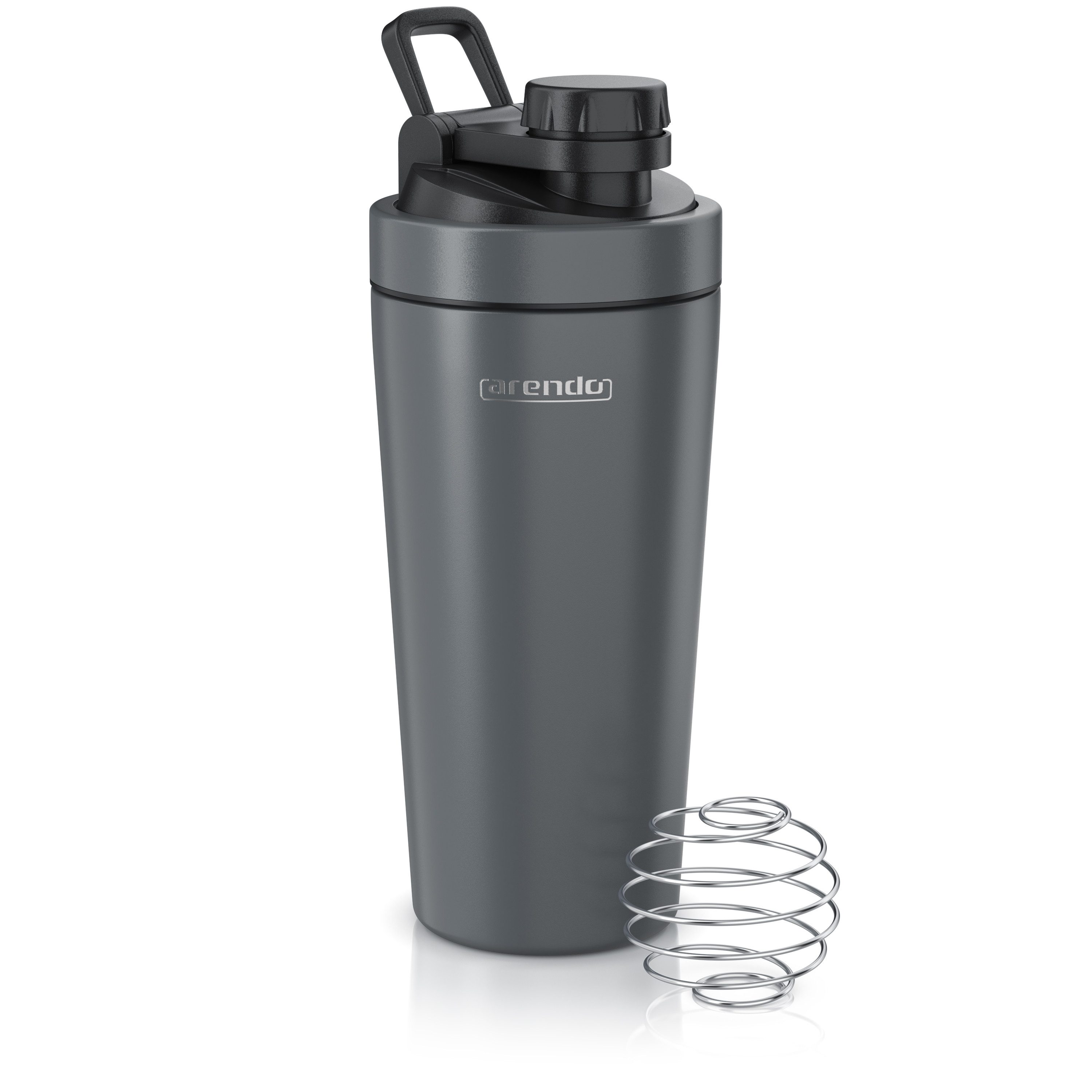 Arendo Protein Shaker Edelstahl Eiweißshaker 750 ml, verschließbar, bruchfest, BPA-frei, Edelstahl, (1-tlg), auslaufsicher, spülmaschinengeeignet, mit Tragegriff und Mixball