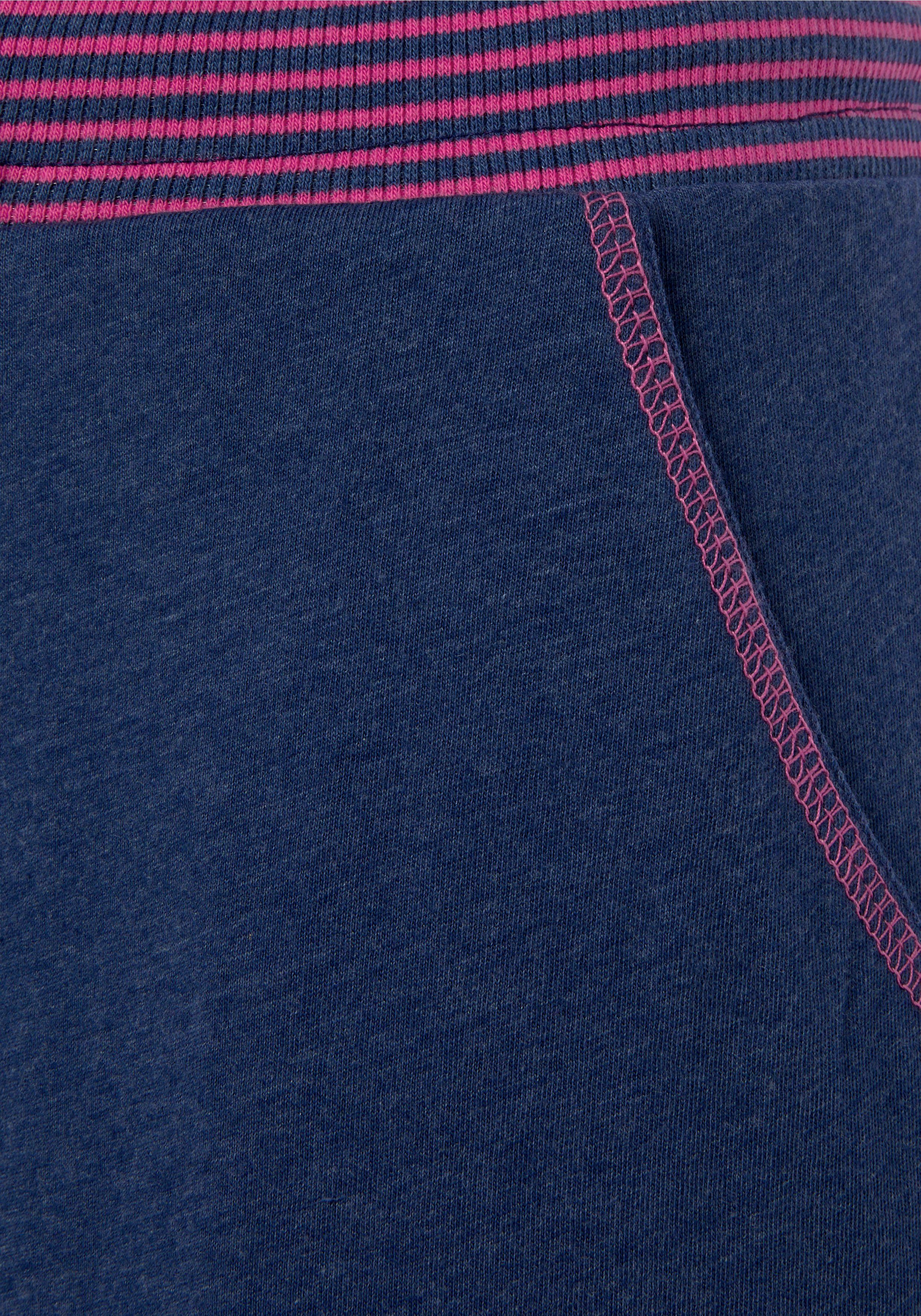 Vivance Dreams Pyjama tlg) (2 Neonfarben mit in jeansblau/neon-pink dekorativen Flatlock-Nähten