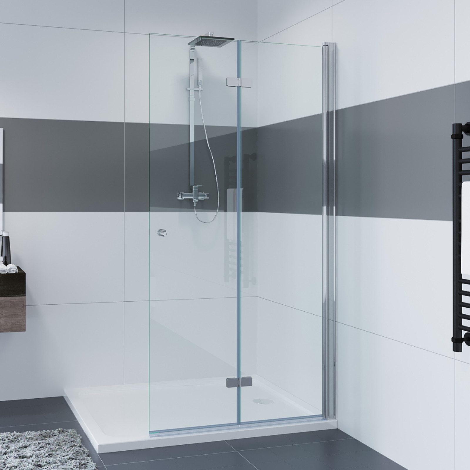 IMPTS Duschwand Walk in Duschwand Faltbar, Sicherheitsglas, Glaswand Duschw günstig online kaufen