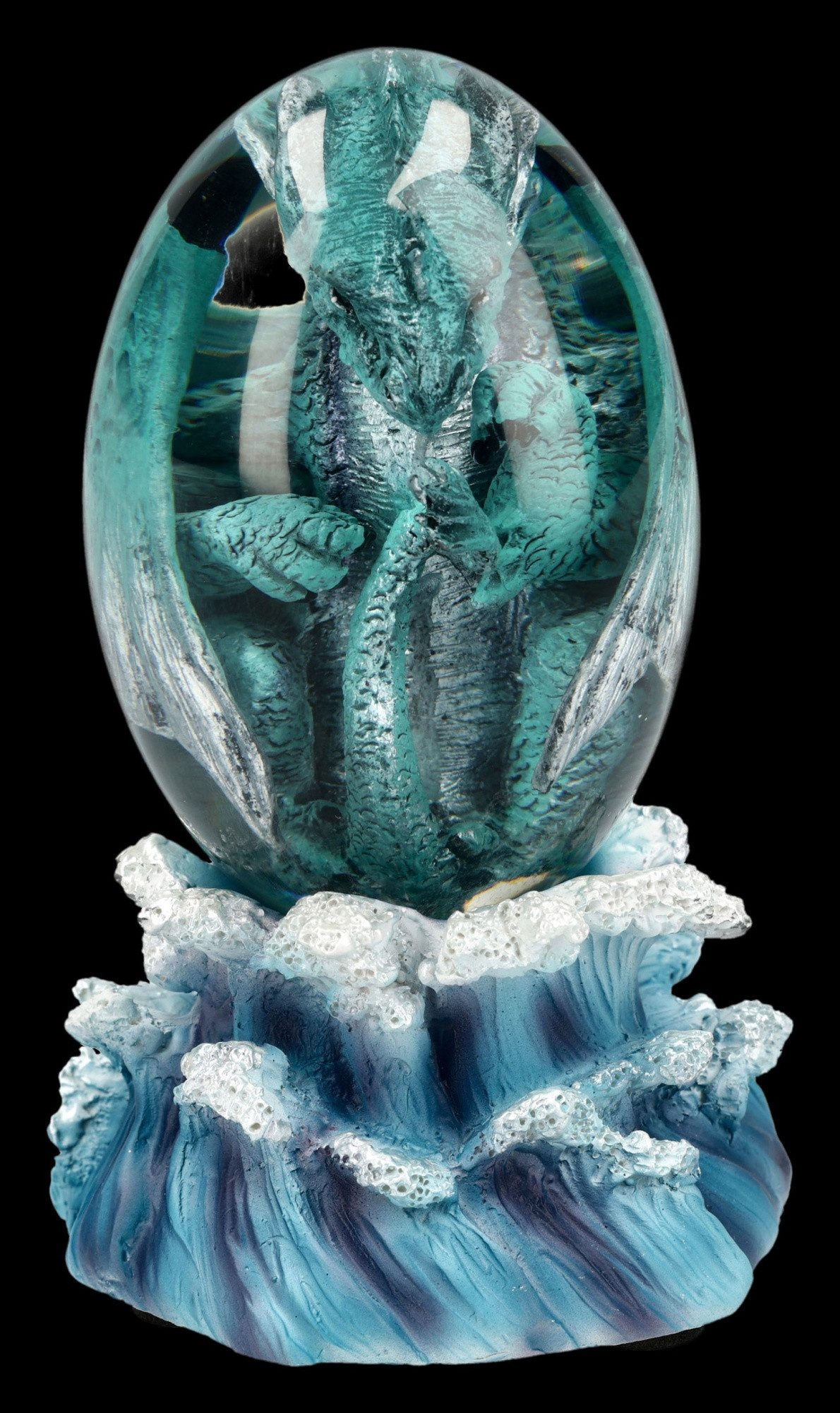 Figuren Shop GmbH Fantasy-Figur Drachenei Figur – Wasserdrache Statue Fantasy Sammlerfigur 11 cm Deko