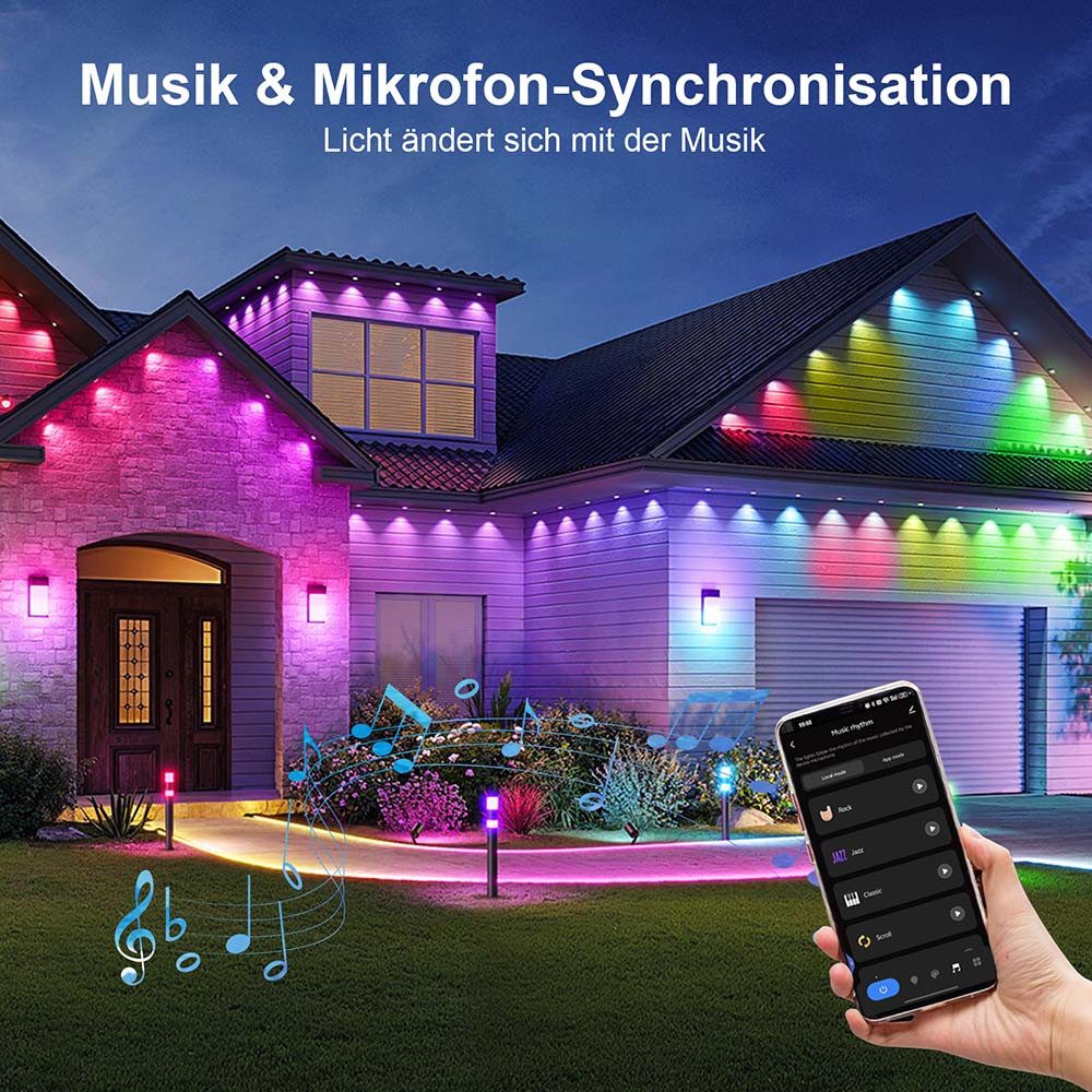 Rosnek LED Stripe RGB Lichtstreifen Außen IP67 Smart LED Streifen Dimmbar Timer APP – Bild 4 von 5
