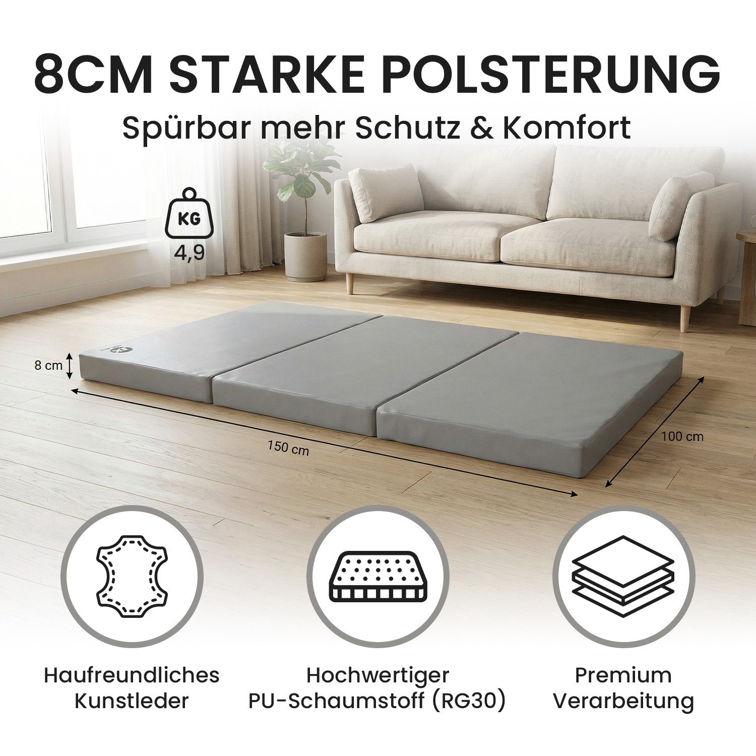 Jeflex Weichbodenmatte Jeflex Weichbodenmatte klappbar, 150cm x 100cm x 8cm, Made in Germany, 150cm x 100cm x 8cm, Made in Germany