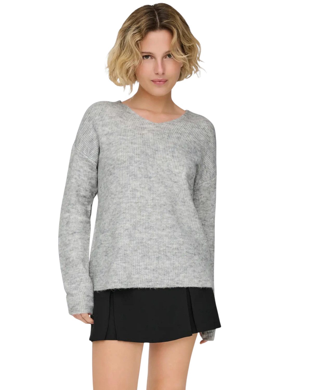 ONLY V-Ausschnitt-Pullover Weicher Strickpullover mit V-Ausschnitt