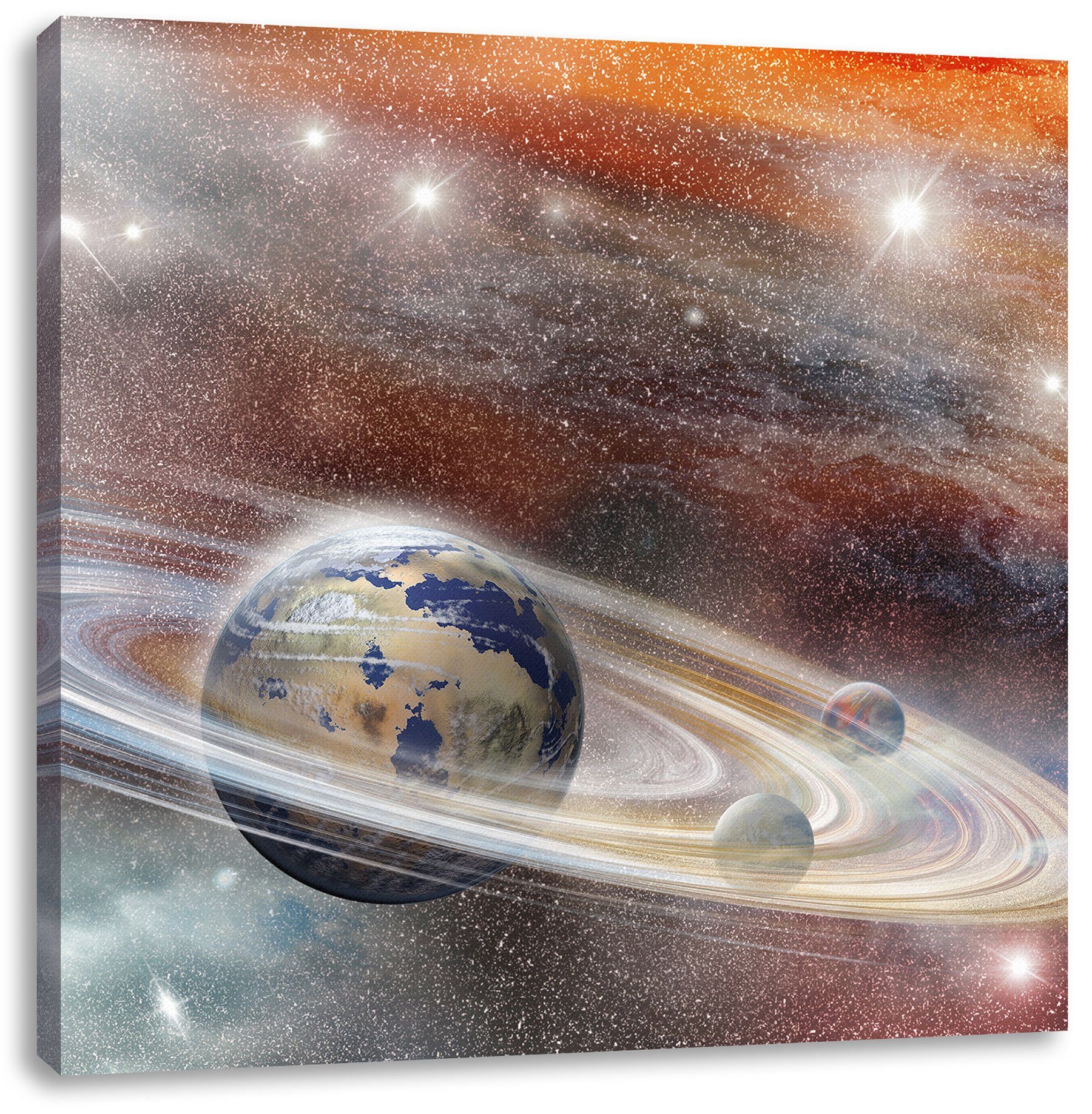 bespannt, Galaxie Leinwandbild St), (1 fertig inkl. Zackenaufhänger Galaxie, abstrakte abstrakte Leinwandbild Pixxprint