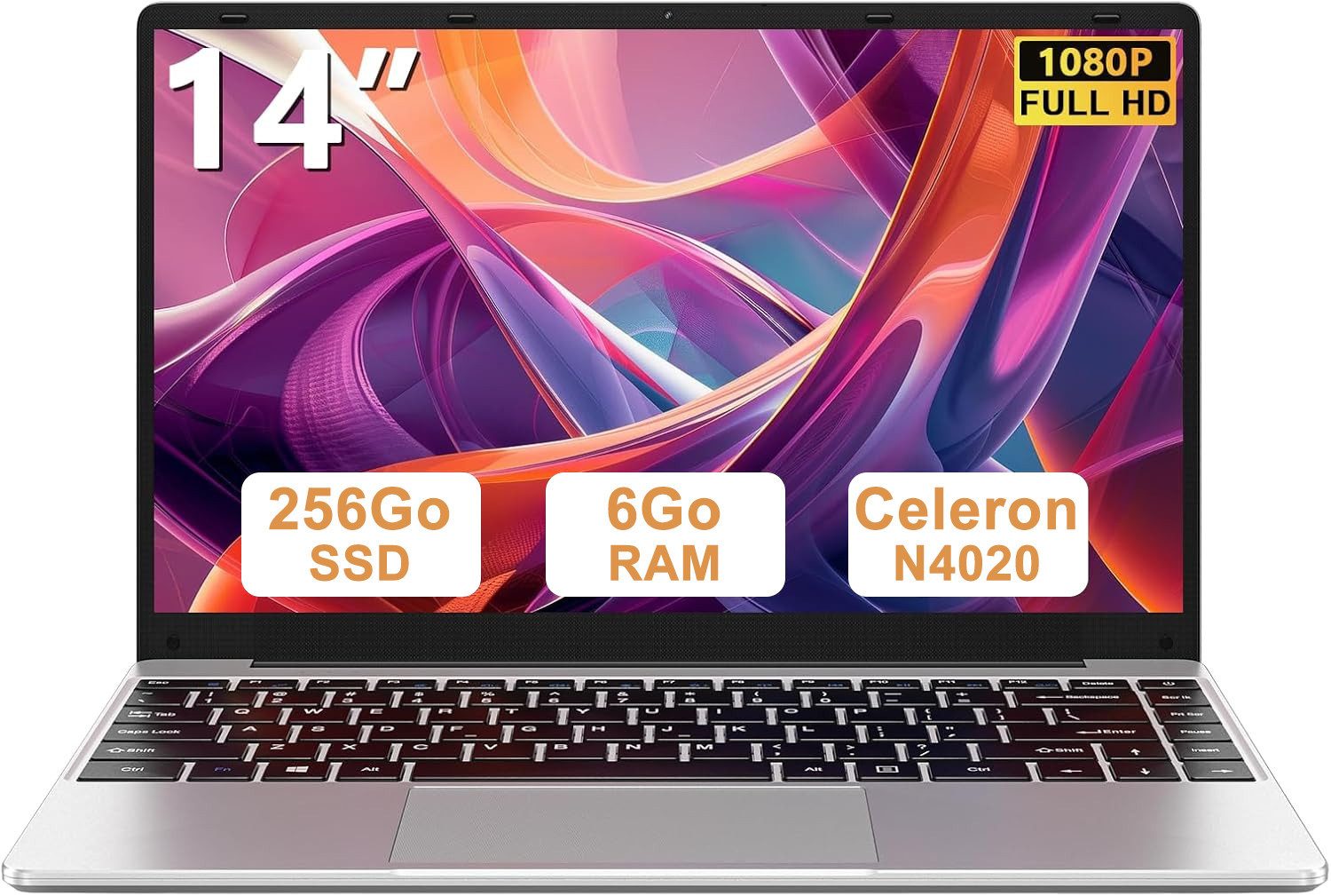 bvate B5 Laptop, 14 Zoll, N4020, 6GB RAM, 256GB SSD Notebook (35 cm/14 Zoll, Celeron N4020 N4020, Celeron N4020, 6 GB, 256 GB SSD, 180° Drehung/Low Blue Light-Zertifizierung/Deutsche Tastaturaufkleber)
