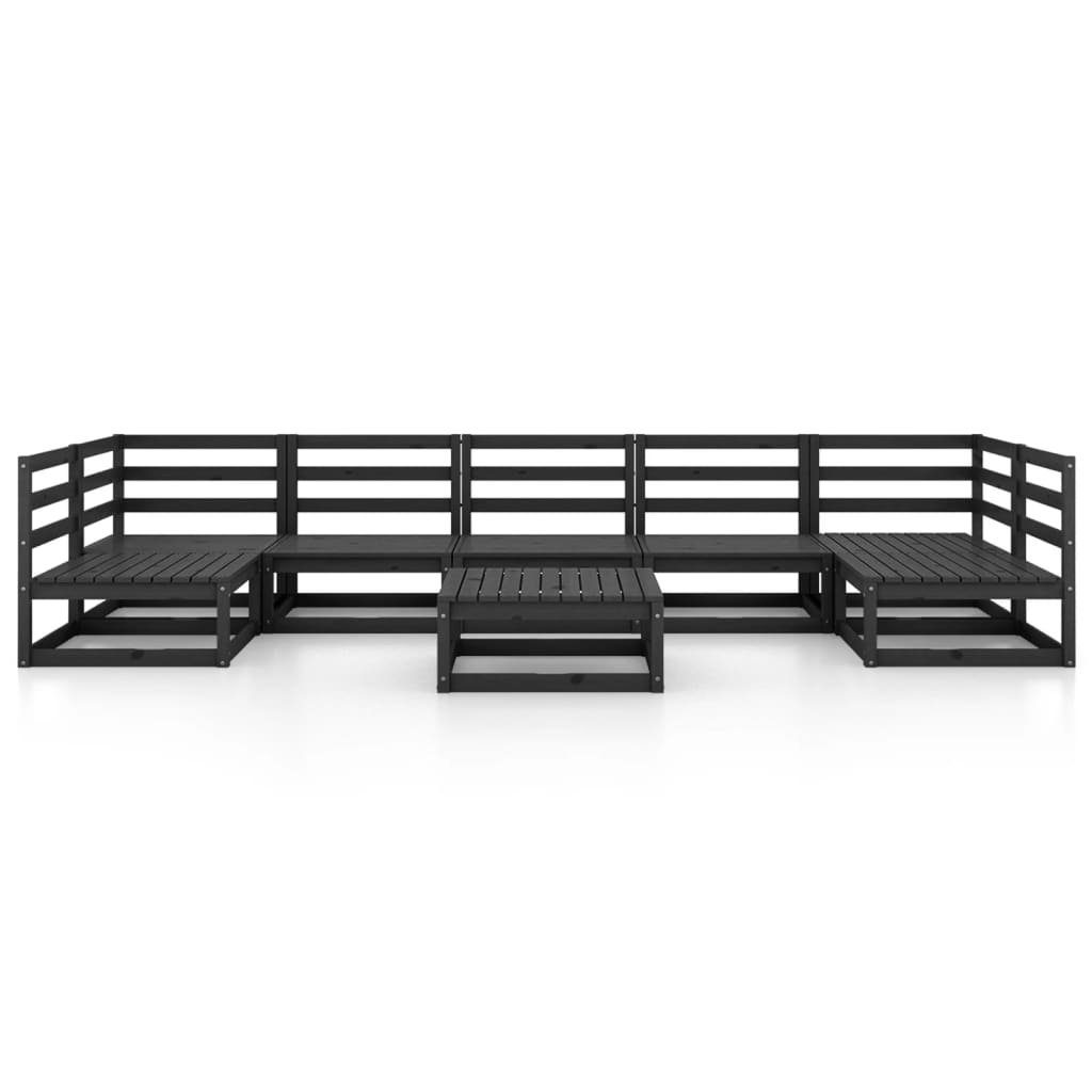 Kiefer, (1-tlg) Schwarz Gartenlounge-Set vidaXL 8-tlg. Garten-Lounge-Set Massivholz