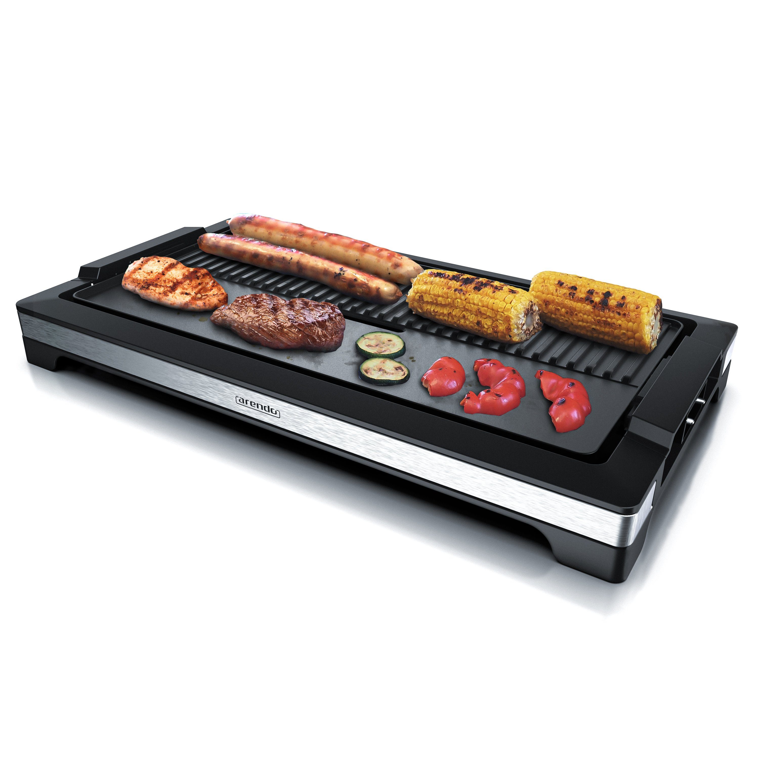 Arendo Tischgrill, 2200 W, Elektrisch, XXL Elektrogrill, abnehmbare Platte, Fettauffangschale