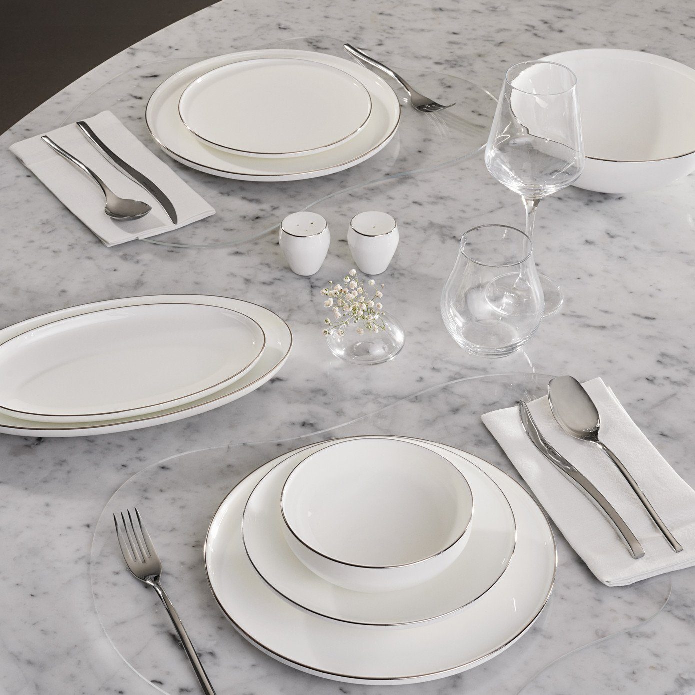 Karaca Geschirr-Set Karaca Streamline Meridian Platin 59-tlg Tafelservice für 12 Personen, Streamline Favaro 53-Teiliges 12-Personen Geschirrset