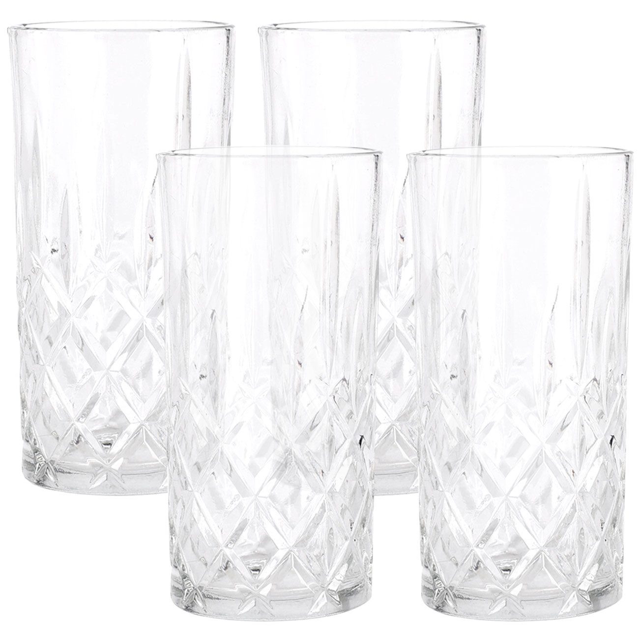 Excellent Houseware Gläser-Set 4er-Set Trinkgläser je 300ml Kristall-Look Design Spülmaschinenfest, 4-tlg., 4-teiliges Gläser-Set im edlen Kristall-Look für Cocktails & Wasser