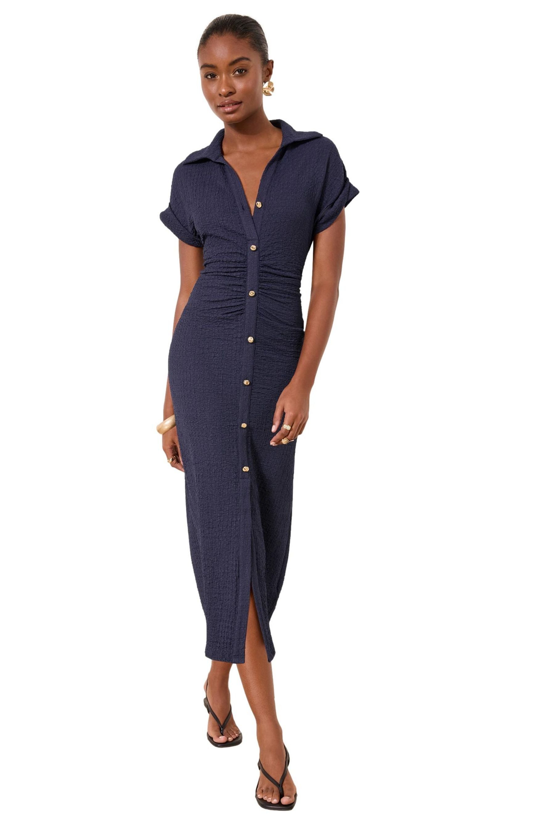 LIPSY Midikleid Lipsy kurzärmeliges Midi-Hemdblusenkleid, Regular (1-tlg)