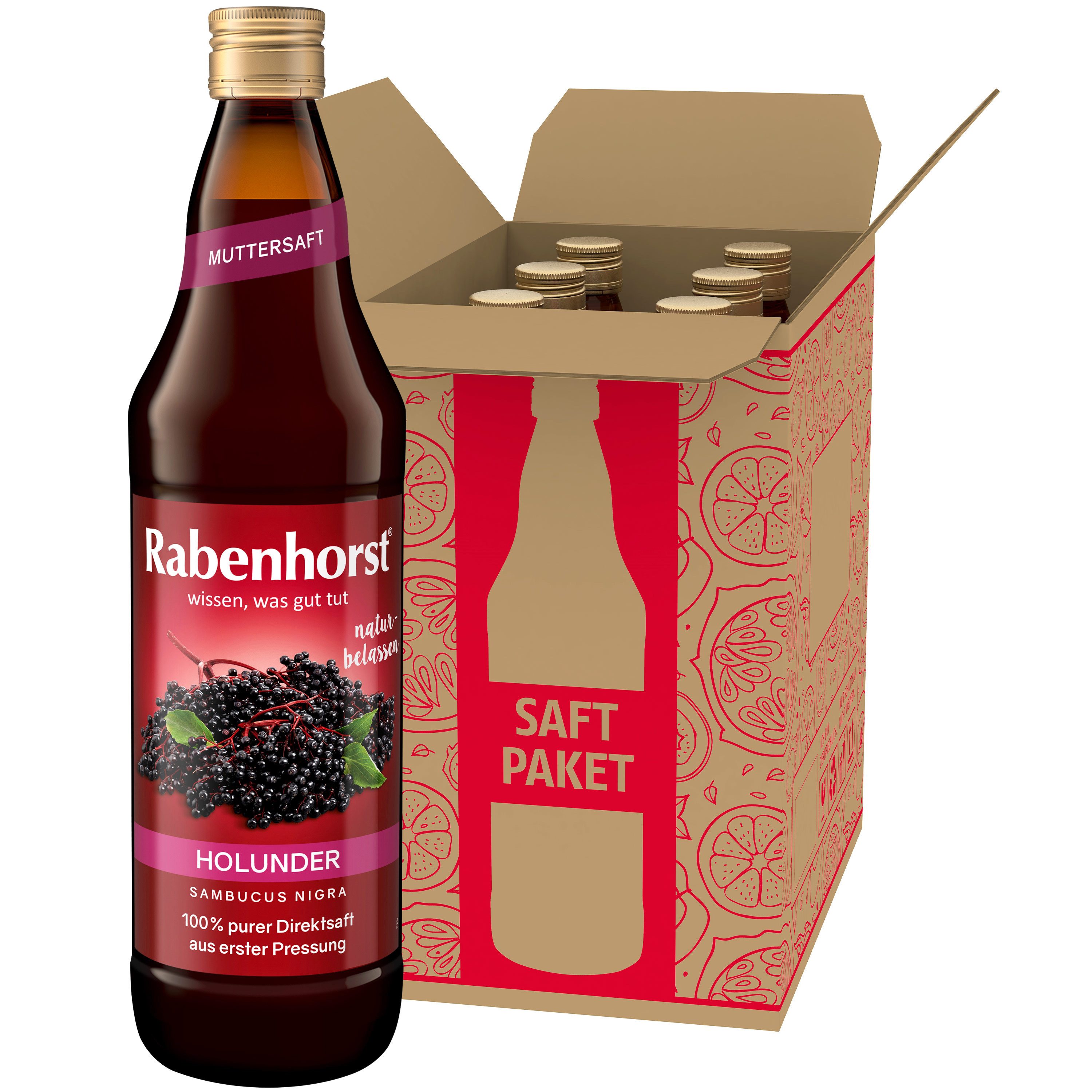 Haus Rabenhorst Saft RABENHORST Holunder Muttersaft 6er Pack (6 x 700 ml), 0,7 l, 700 ml, 6 St.