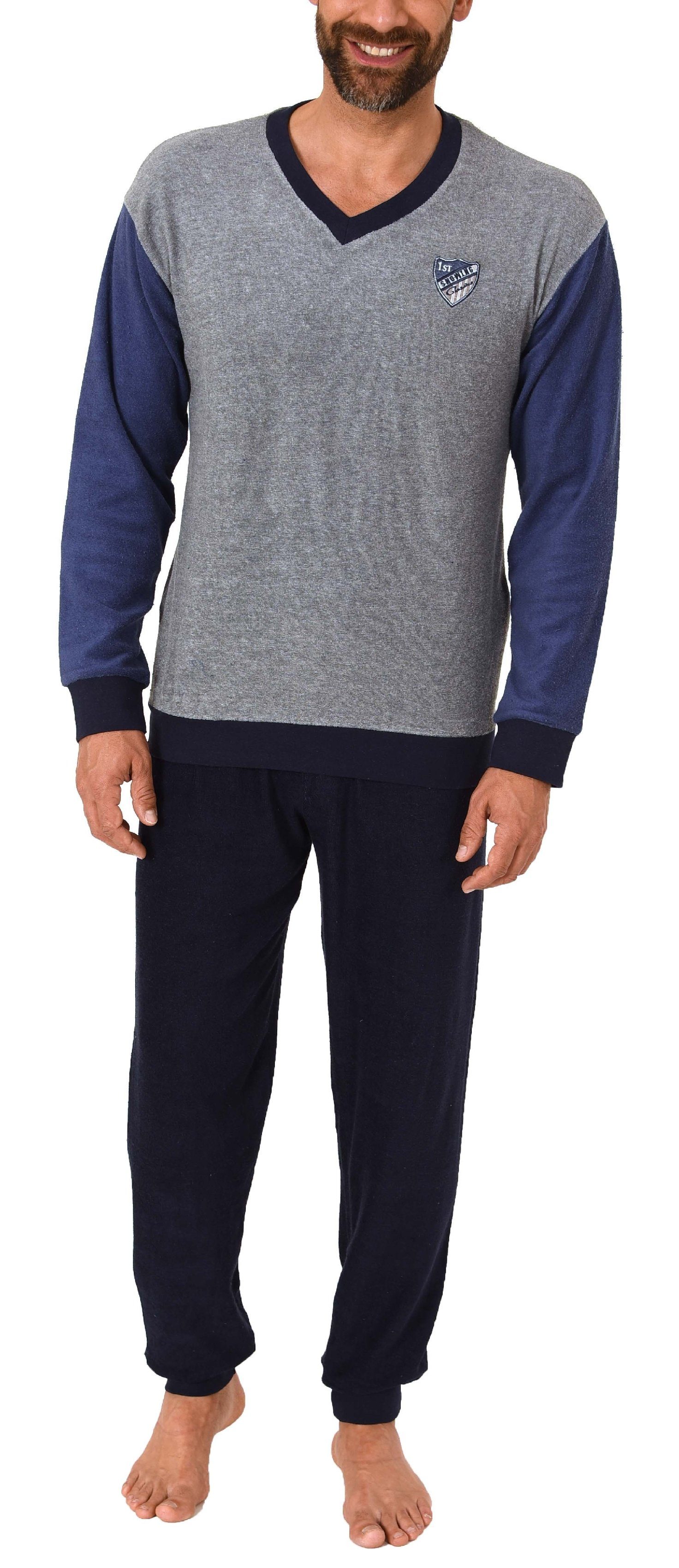 Pyjama Herren Frottee Schlafanzug langarm Pyjama mit Bündchen - 291 13 575
