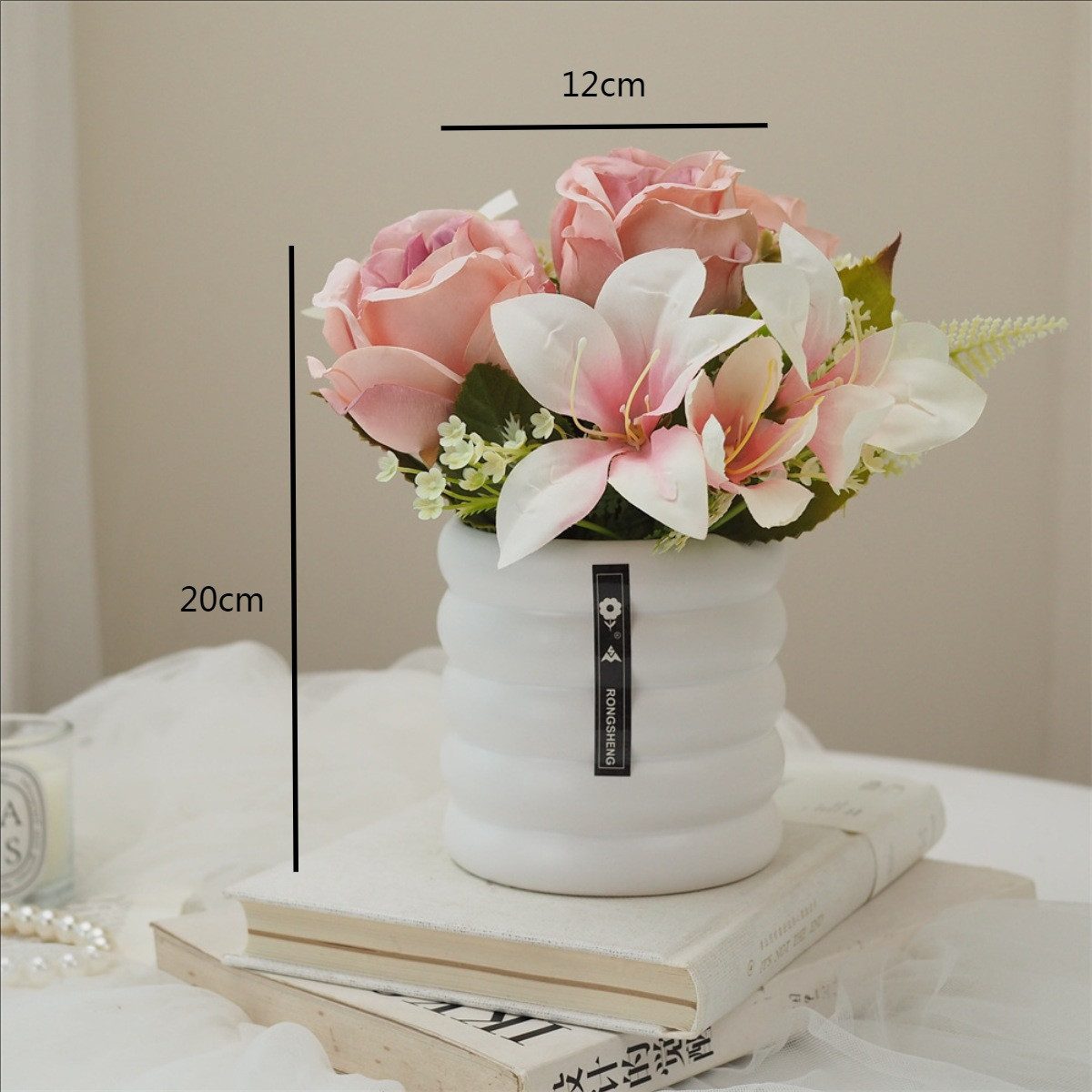 Kunstblumenstrauß Künstliche Lilie Rose Bonsai Set günstig online kaufen
