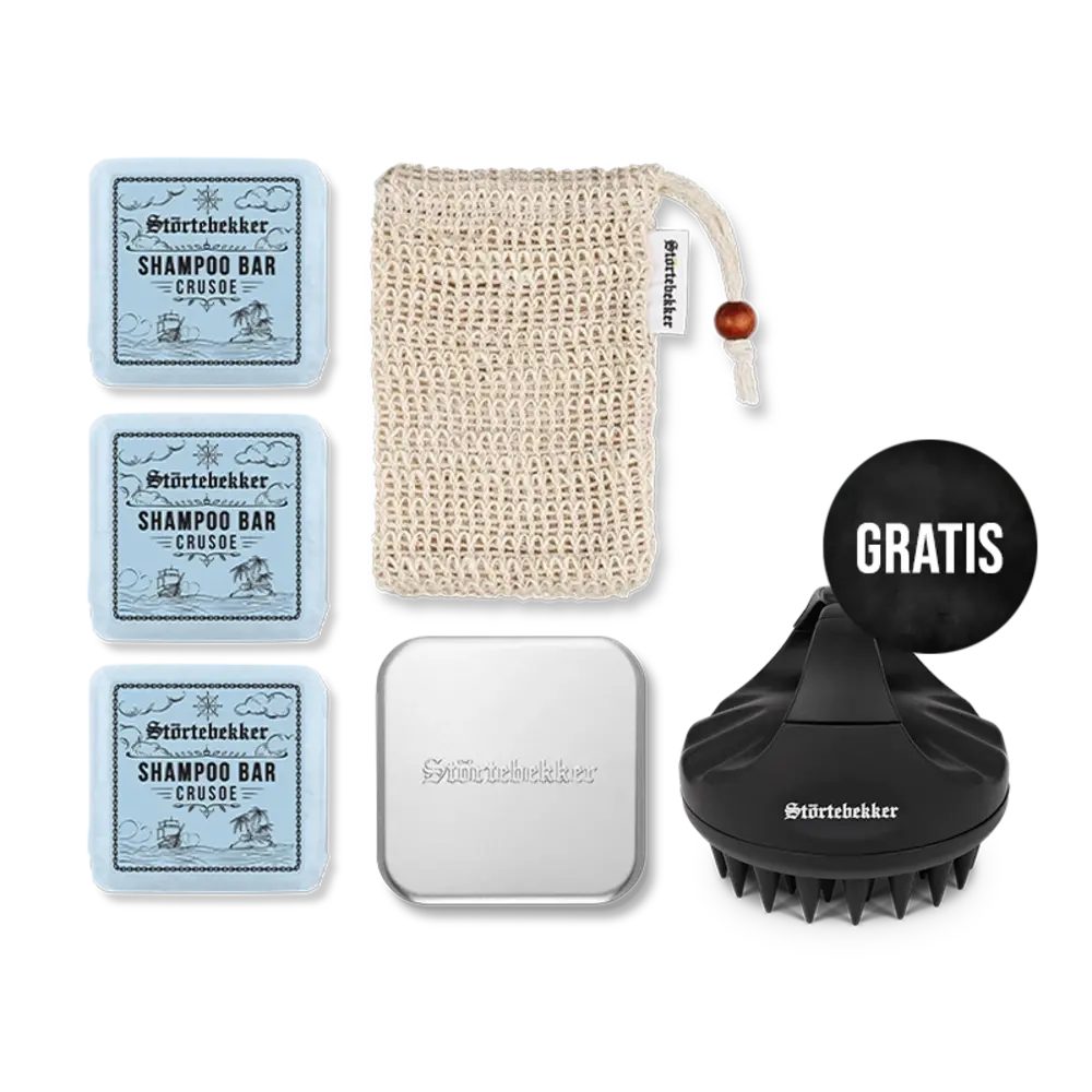 Störtebekker Festes Haarshampoo x 3 - Duschset Hair inkl. GRATIS Scalp Brush