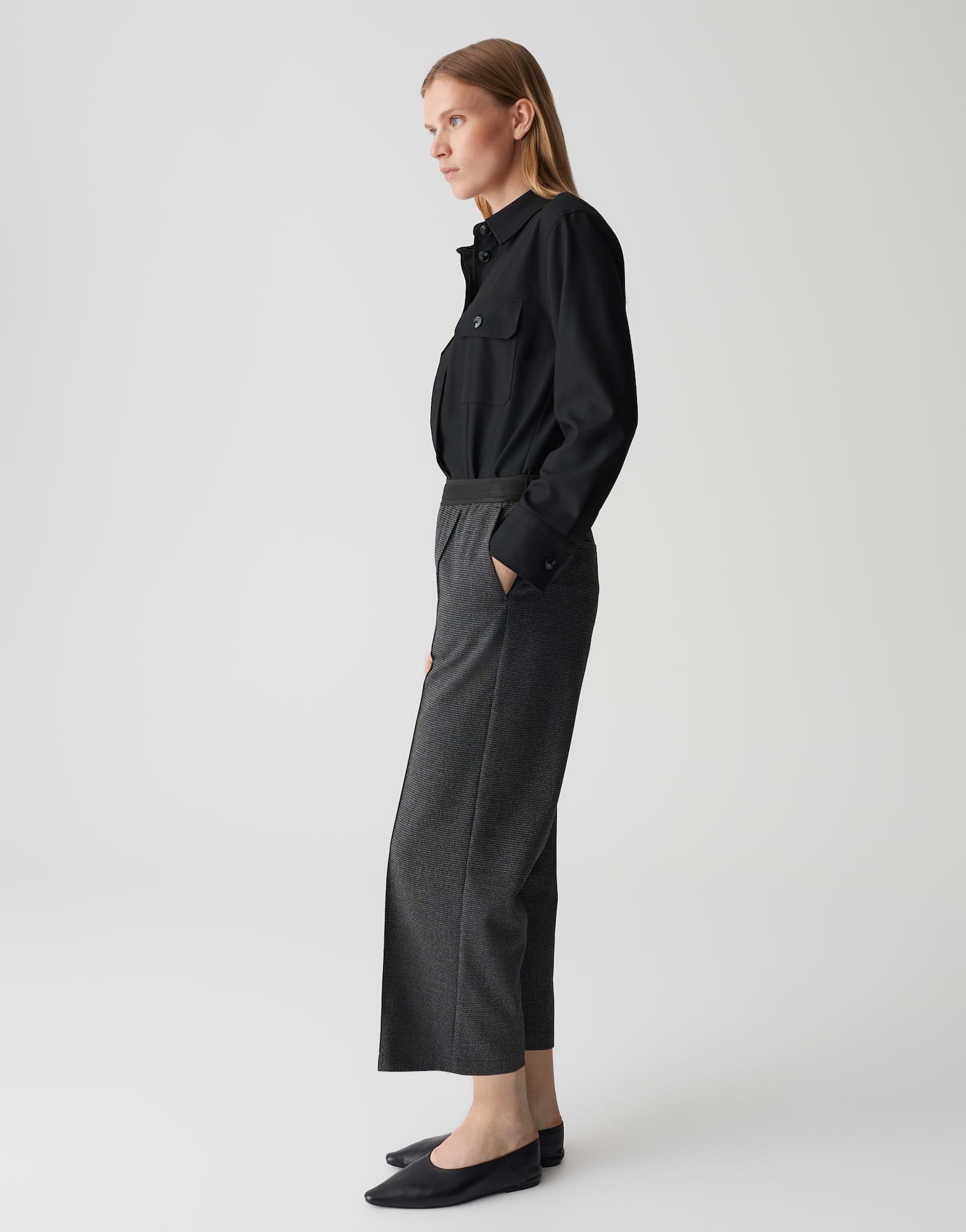 OPUS PANTS Culotte MERRI FUNK aus nachhaltigem Viskosemix Cropped, Pepita, elastischer Gummibund