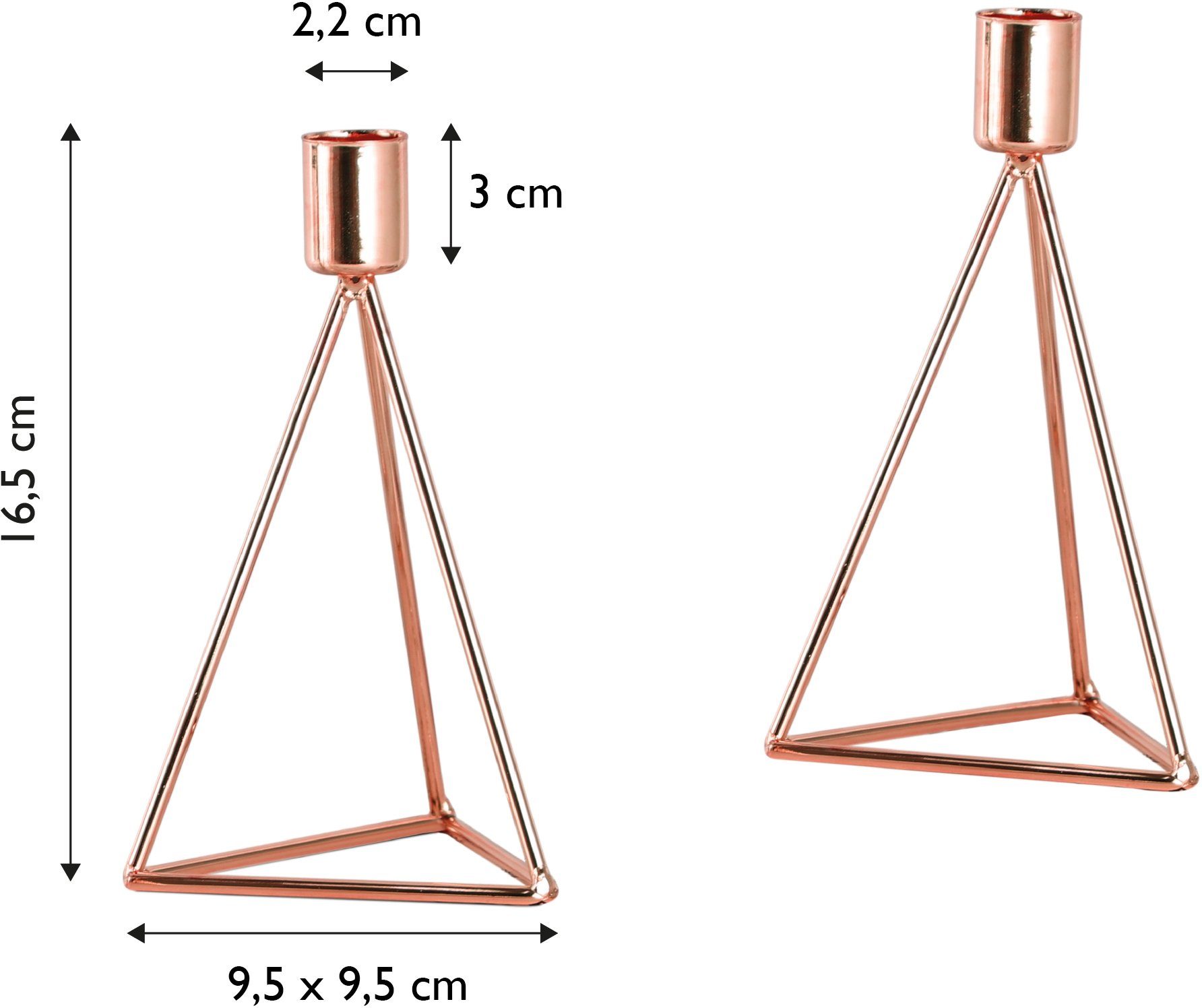 ECHTWERK Teelichthalter aus moderner Modern cm ca. Weihnachtsdeko kupferfarben Höhe Eisen, 2 Kerzenständer, (Set, Kerzenhalter Small, St), 16,5