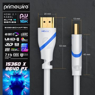 Primewire 16k 2.1, 16k 30 Hz 8k 60Hz 4k 120 Hz, HDMI-Kabel, 2.0b, HDMI Typ A (50 cm), Ultra High Speed Ethernet 48Gbps, UHD HDR 10+ eARC DV 3D VRR - 0,5m