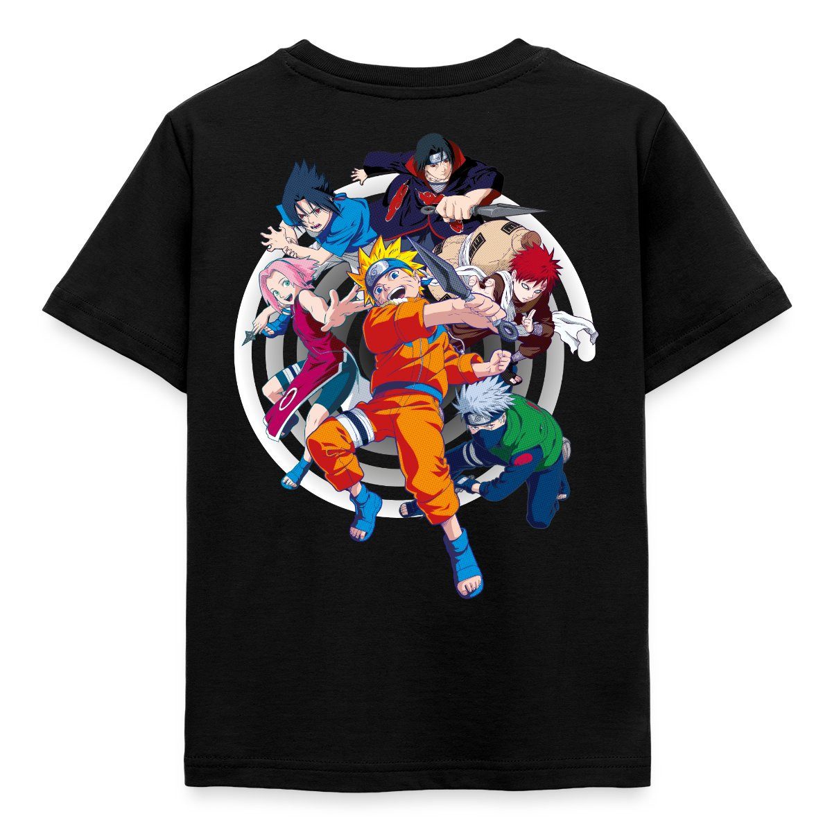 Spreadshirt T-Shirt Naruto Brustlogo Und Charaktere Um Naruto Kinder T-Shirt (1-tlg)