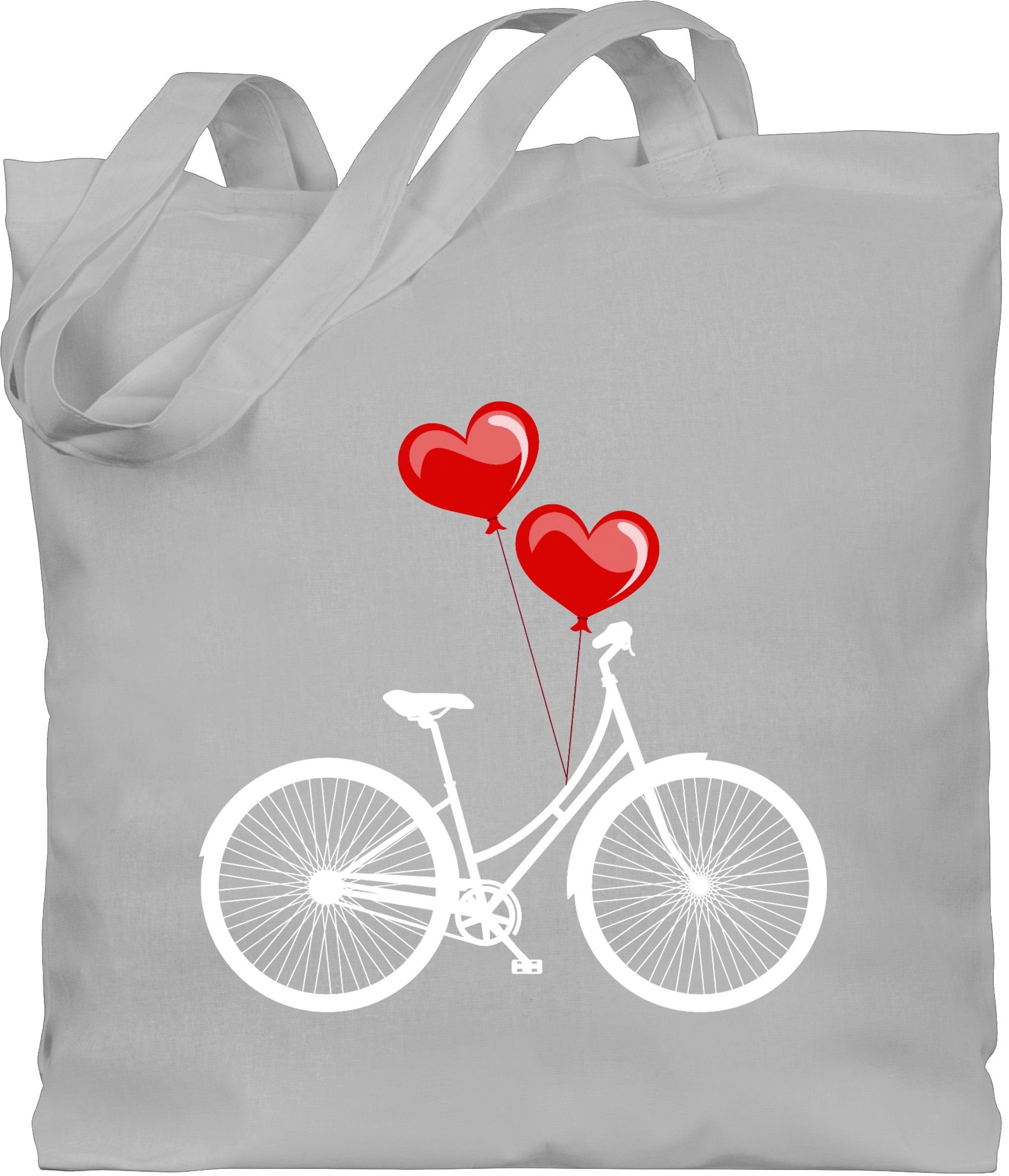 Shirtracer Umhängetasche »Fahrrad Herz Luftballons weiß/rot Sprüche