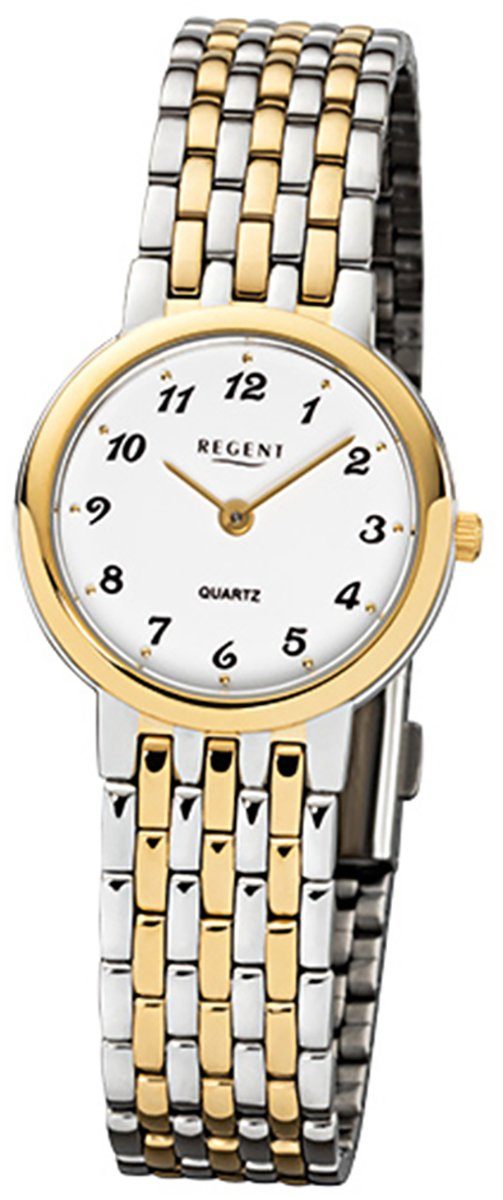26mm), Damen-Armbanduhr (ca. Analog, Regent Damen klein Quarzuhr Edelstahlarmband Regent gold rund, Armbanduhr silber