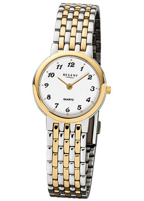 Regent Quarzuhr Regent Damen-Armbanduhr silber gold Analog (Armbanduhr) Damen Armbanduhr rund Edelstahlarmband silber gold