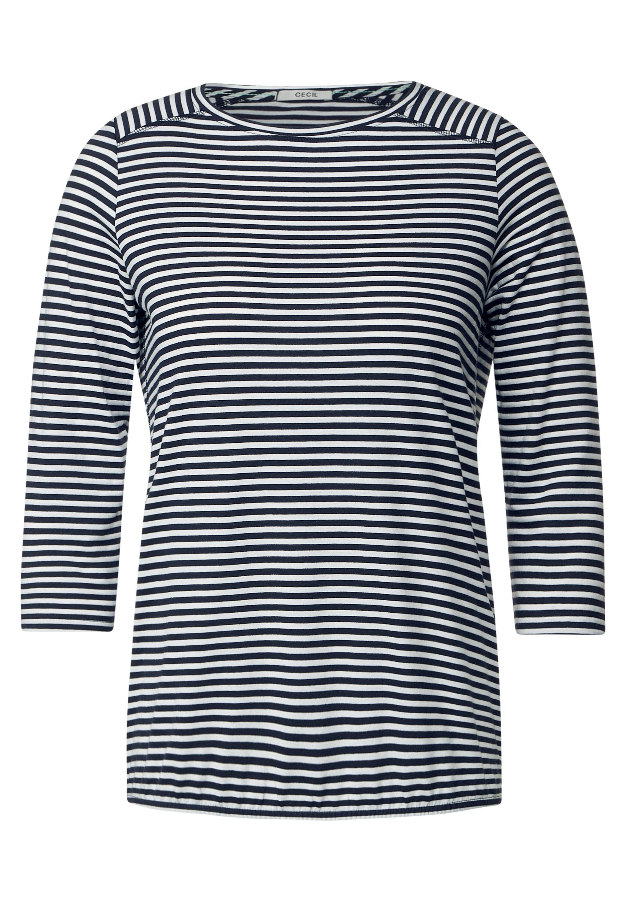 Cecil deep mit blue U-Boot-Ausschnitt 3/4-Arm-Shirt