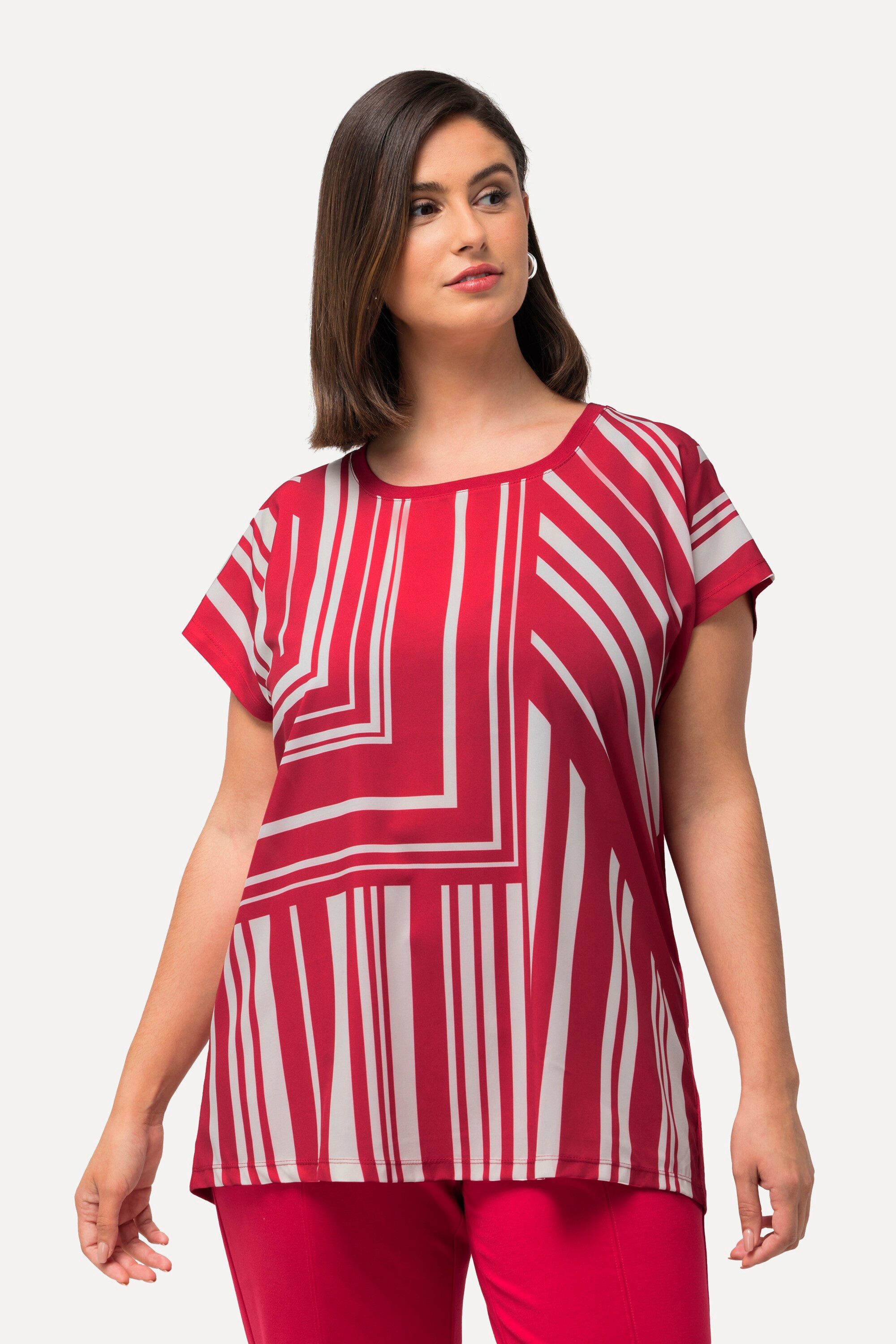 T-Shirt T-Shirt Streifenmix Oversized Rundhals Halbarm