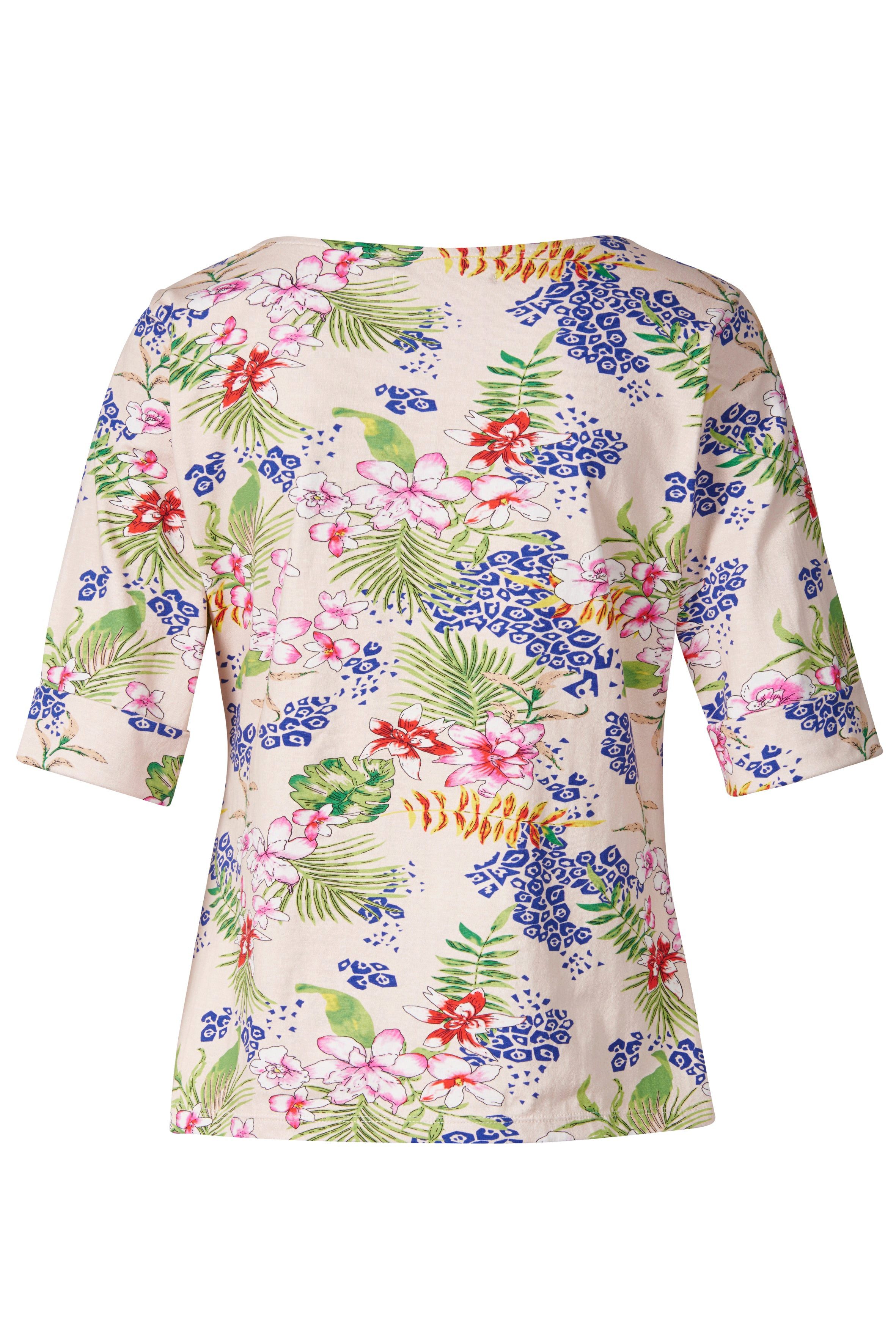 Himalaya Clothing Kurzarmshirt Lässiges Shirt Damen floral mit Rundhalsauss günstig online kaufen