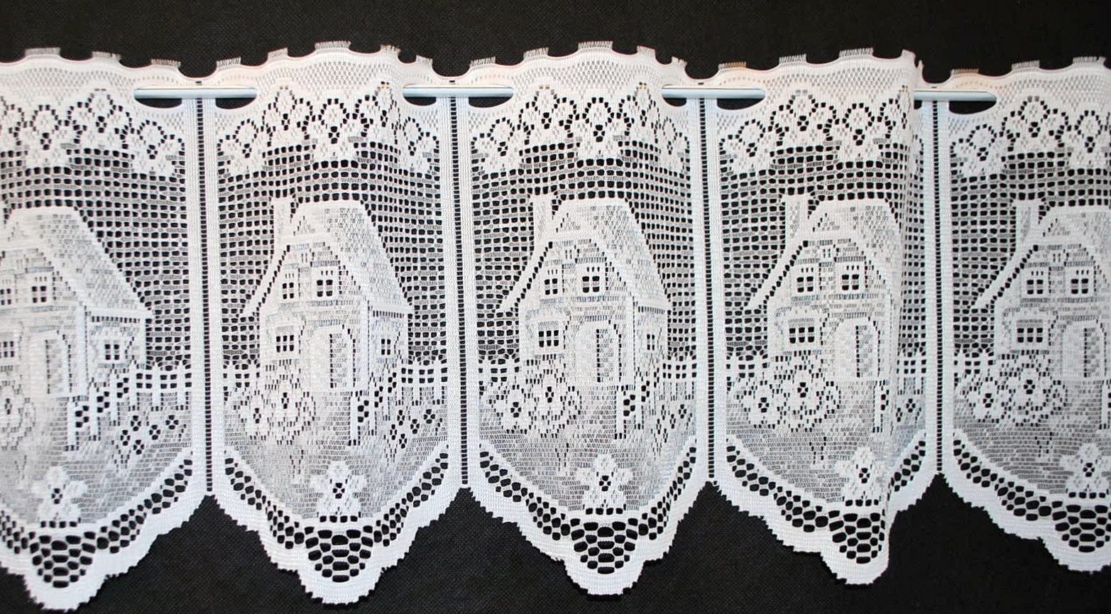 Gardinen Kranzusch Scheibengardine Häuser (1 St), Stangendurchzug, transpar günstig online kaufen