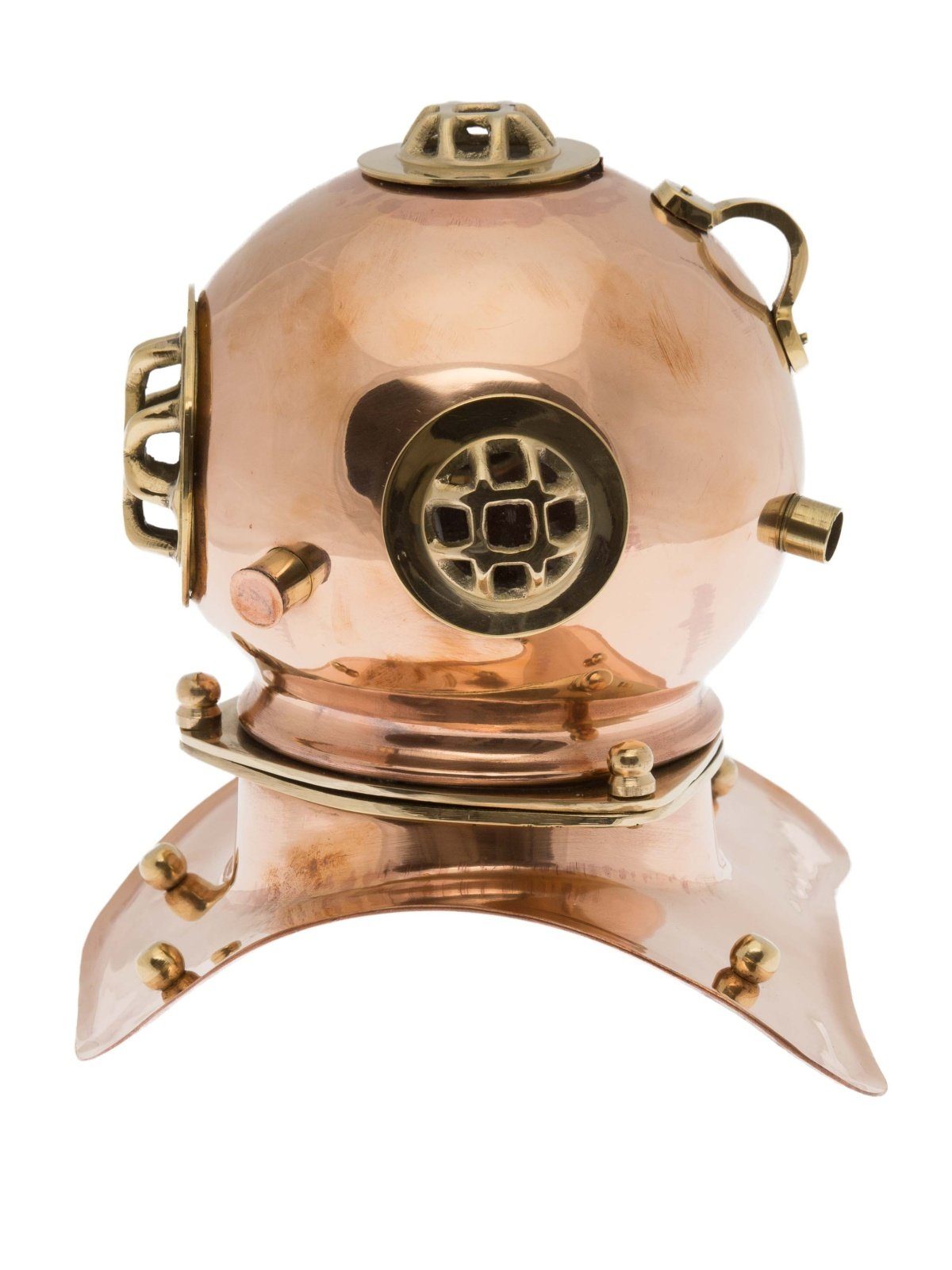 Dekoobjekt Aubaho 20cm Taucherhelm Helm Maritim Kupfer Antik-Stil Taucherglocke