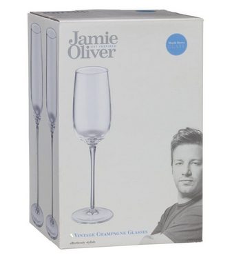 JAMIE OLIVER Gläser-Set 6er Set Kristall Champagnergläser 250ml stoßfest Champagnerglas Glas, robust und langlebiges Material, Jamie Oliver Champagner Sektglas Prosecco Schaumweinglas Champagne